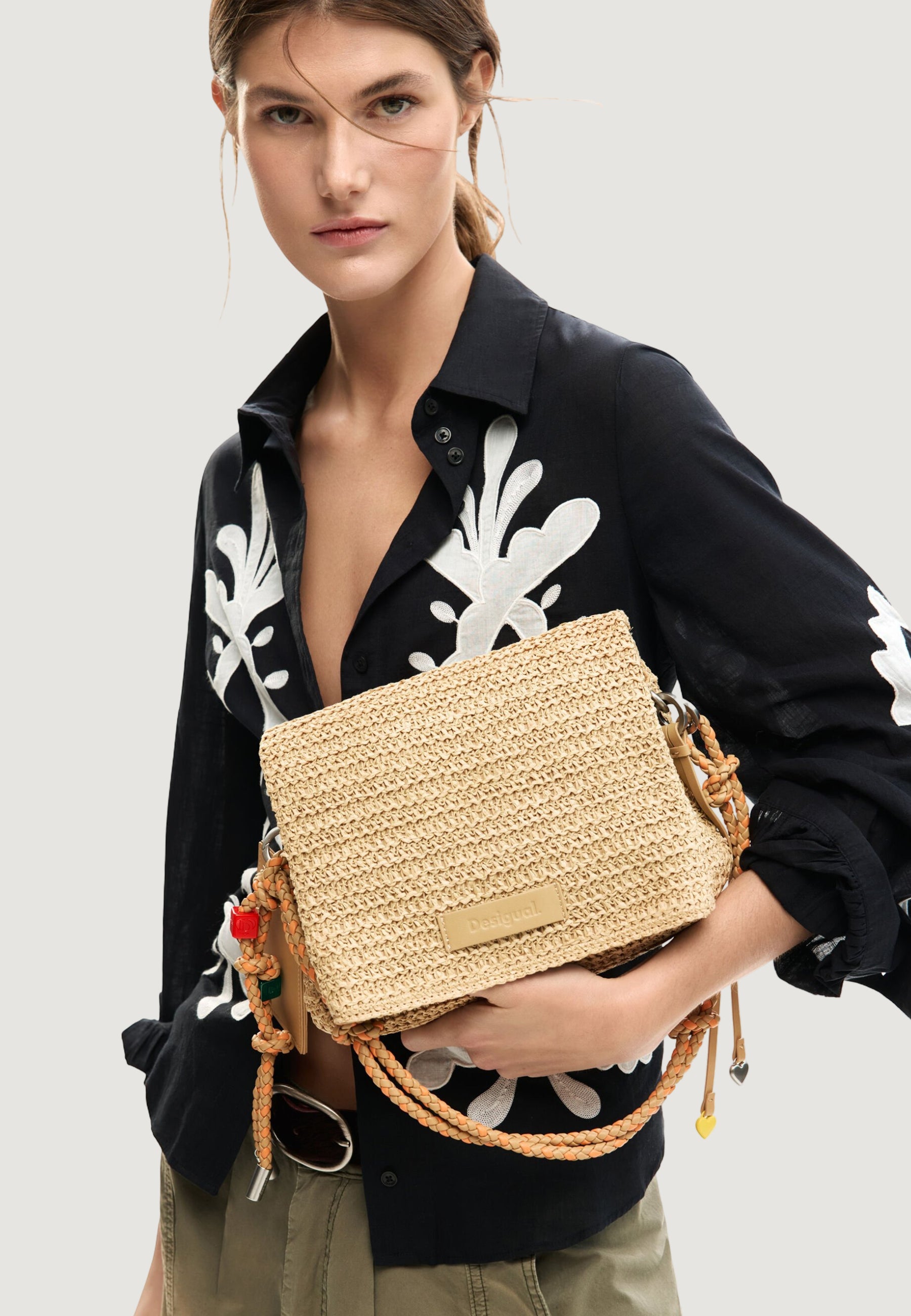 Borsa Desigual BAG_HALF LOGO RAFFIA VE