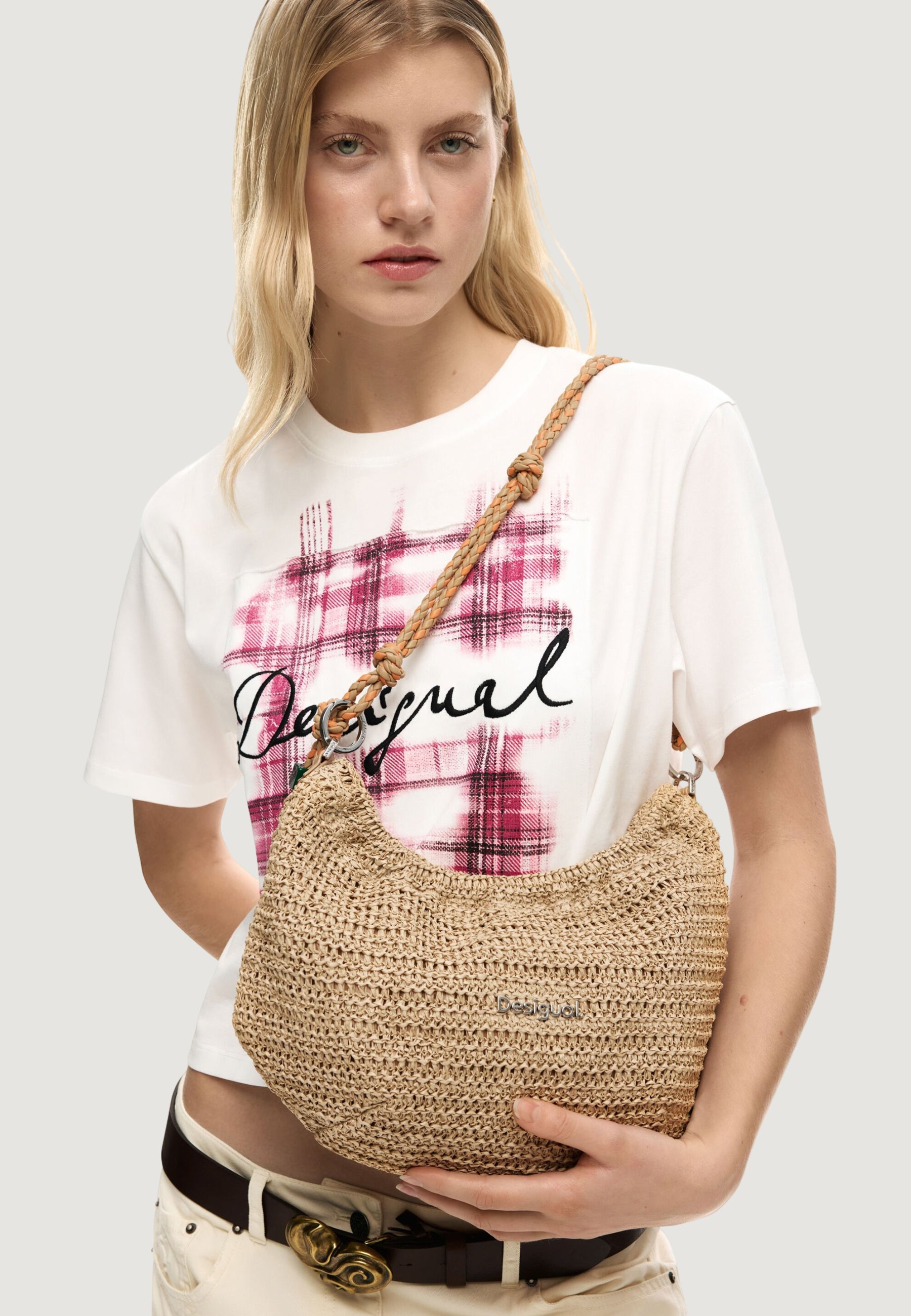 Borsa Desigual BAG_HALF LOGO RAFFIA WA