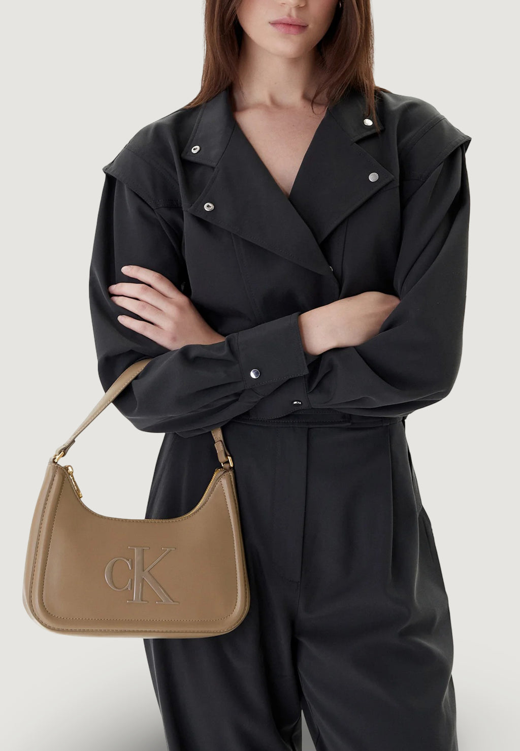 Borsa Calvin Klein RAISED CK SMALL SHOULDER BAG