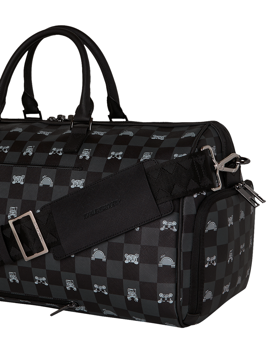 Bag Sprayground GRAY PEEKING CHARACTER CHECK LARGE DUFFLE