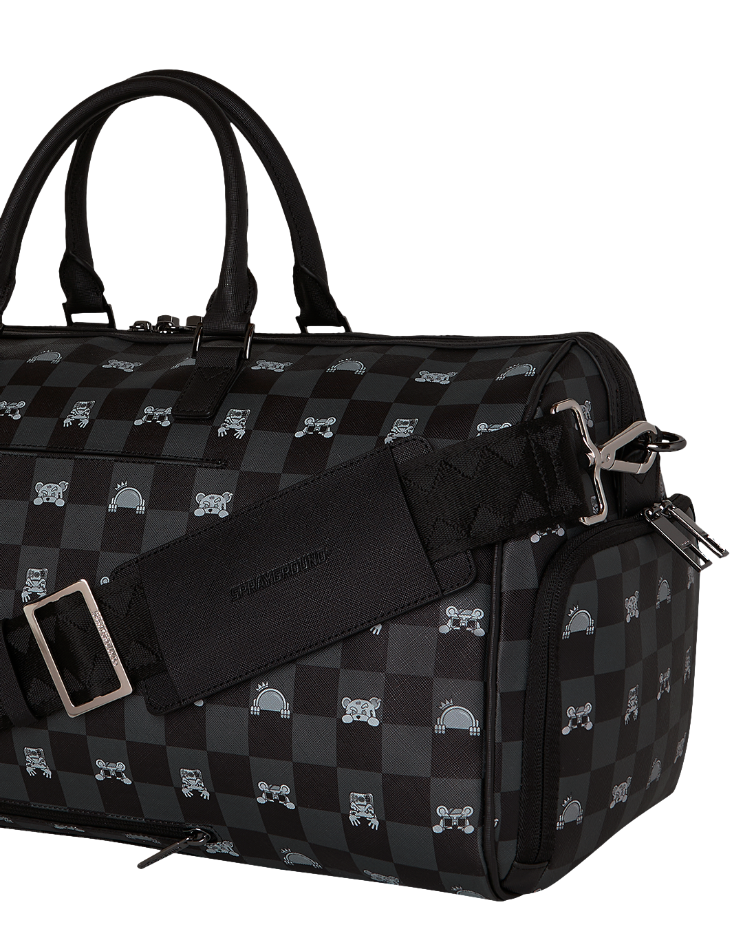 Bag Sprayground GRAY PEEKING CHARACTER CHECK LARGE DUFFLE
