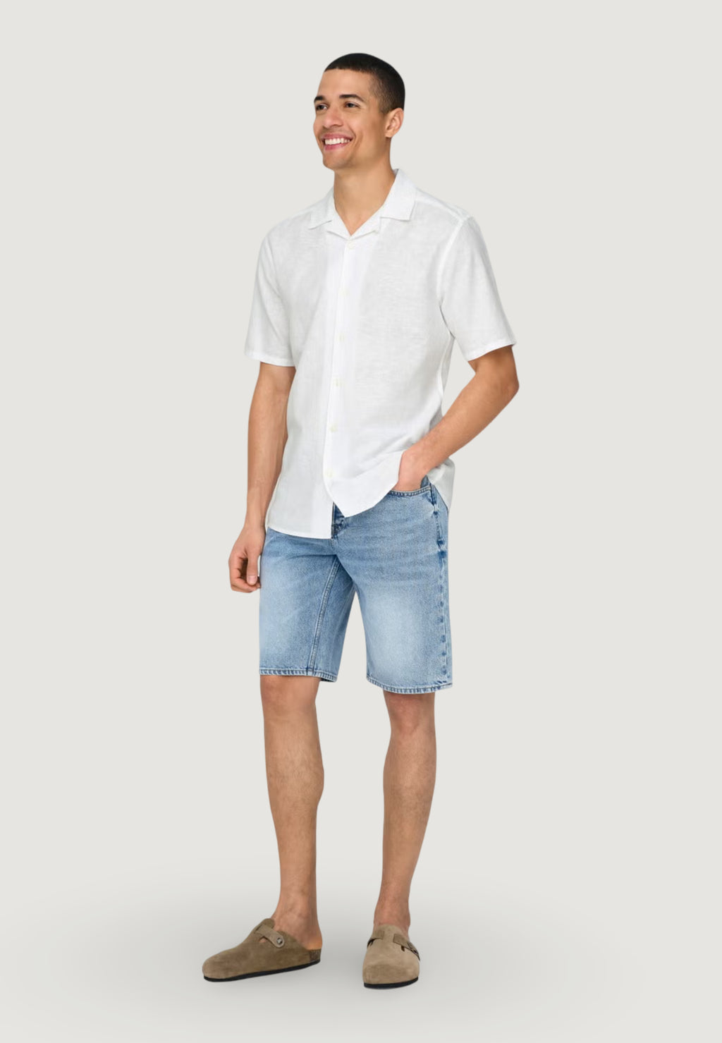 Short sleeve shirt Only & Sons ONSCAIDEN SS SOLID RESORT LINEN NOOS