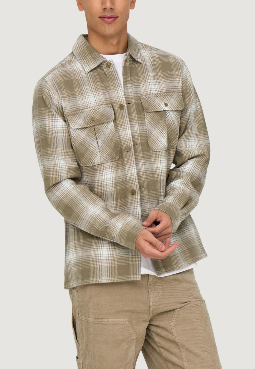 Long sleeve shirt Only & Sons ONSCEDRIC LIFE CHECK OVERSHIRT NOOS