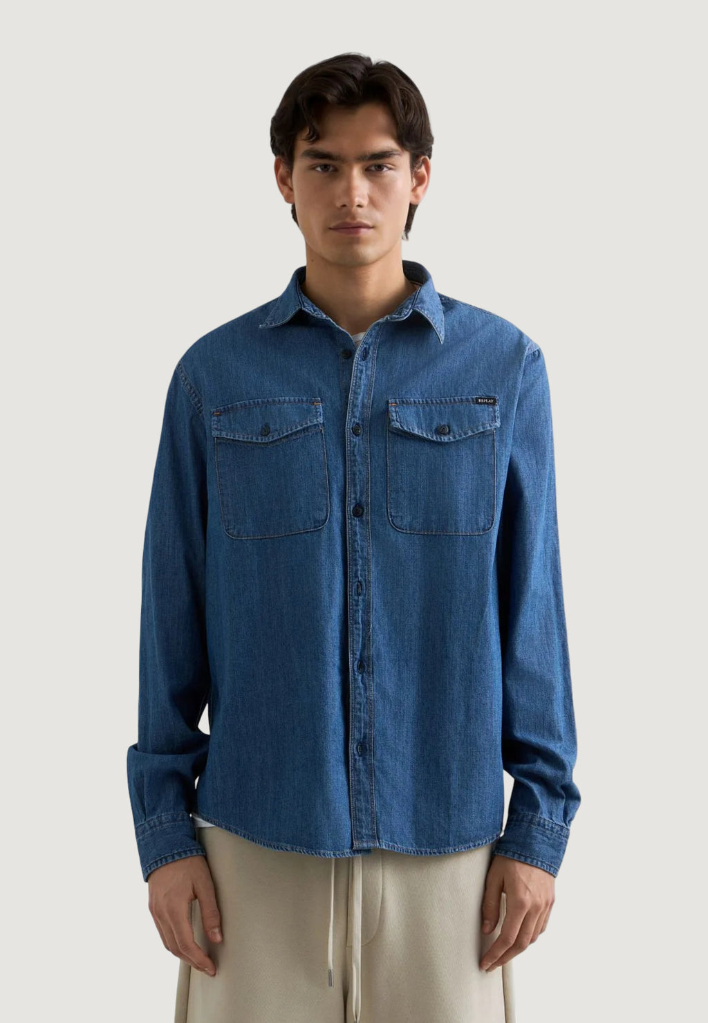 Camicia manica lunga Replay 6.5 OZ DEEP BLUE DENIM