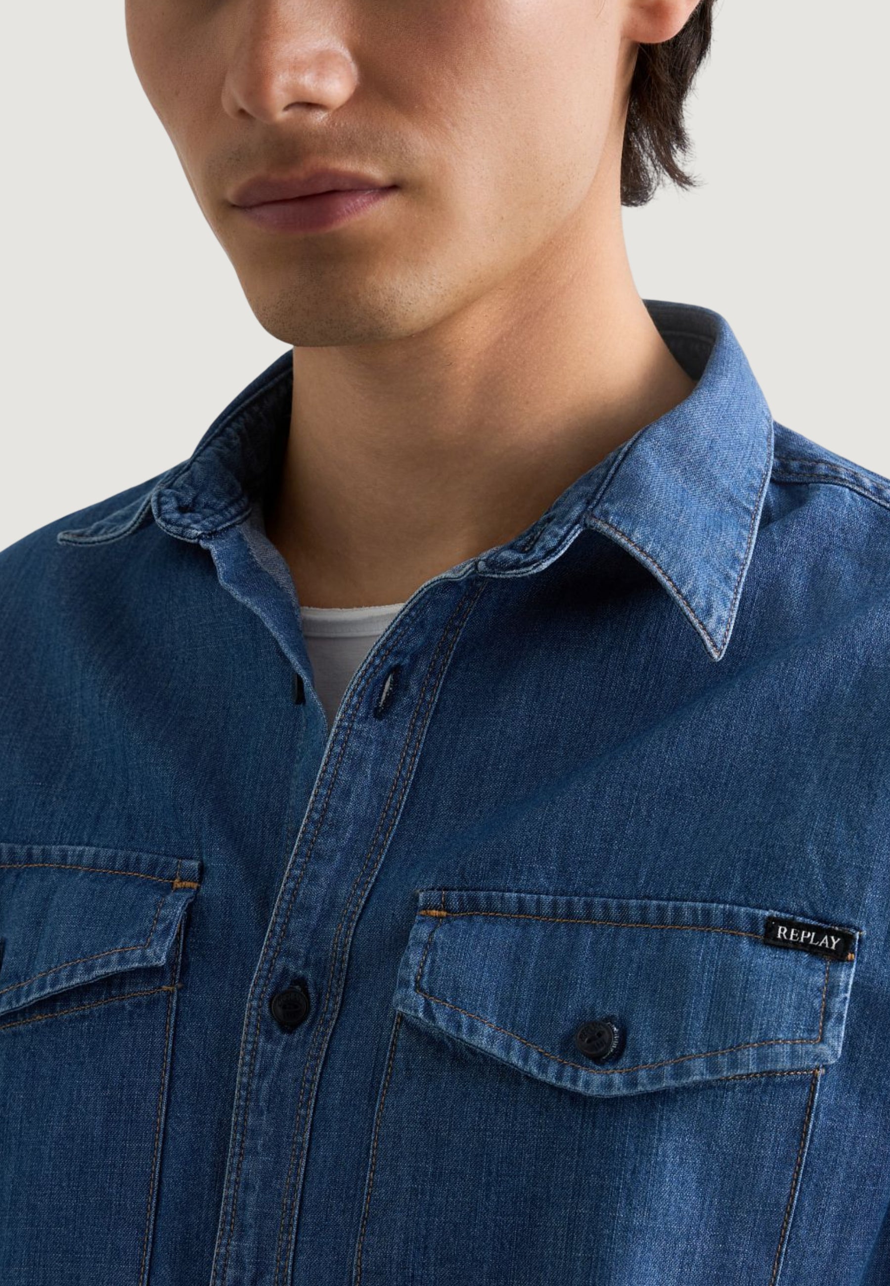 Camicia manica lunga Replay 6.5 OZ DEEP BLUE DENIM