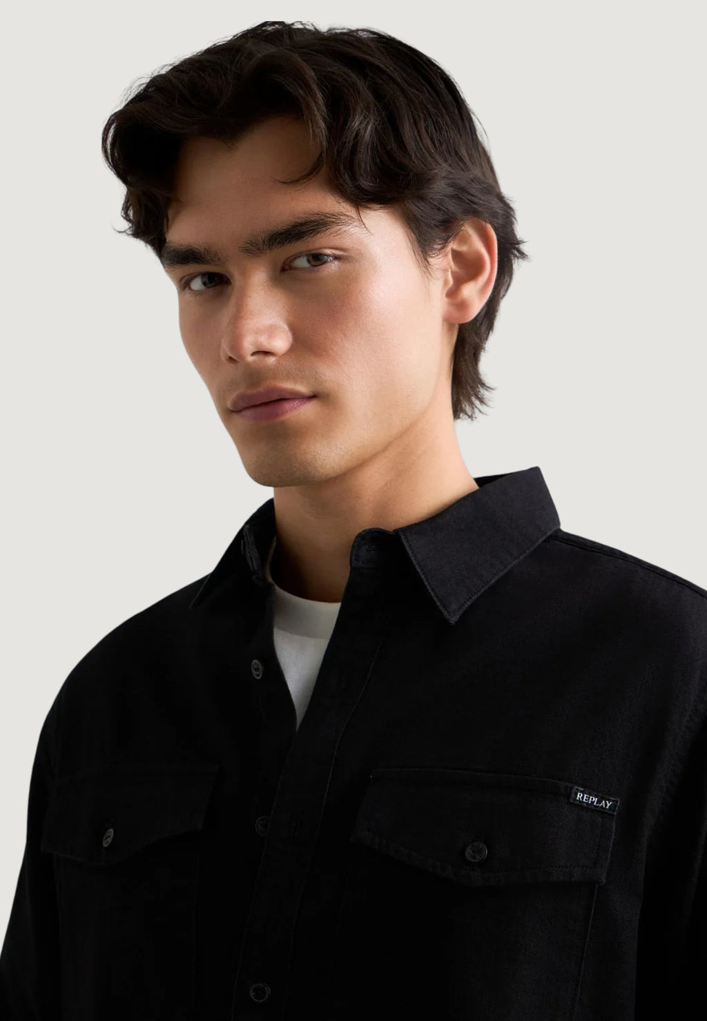 Long sleeve shirt Replay 6.5 OZ BLACK DENIM