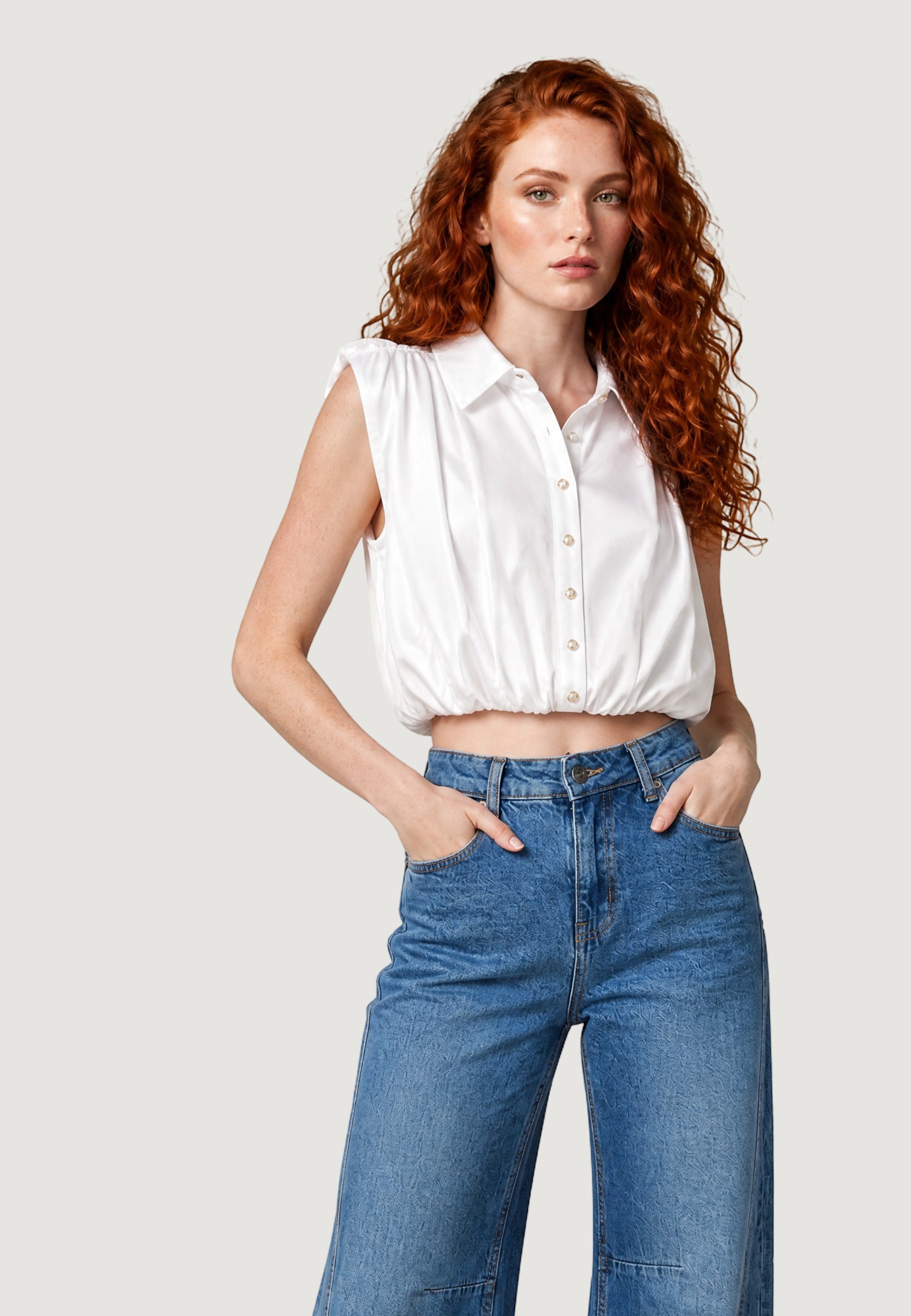 Camicia manica corta I am Blusa Tencel Smanicata