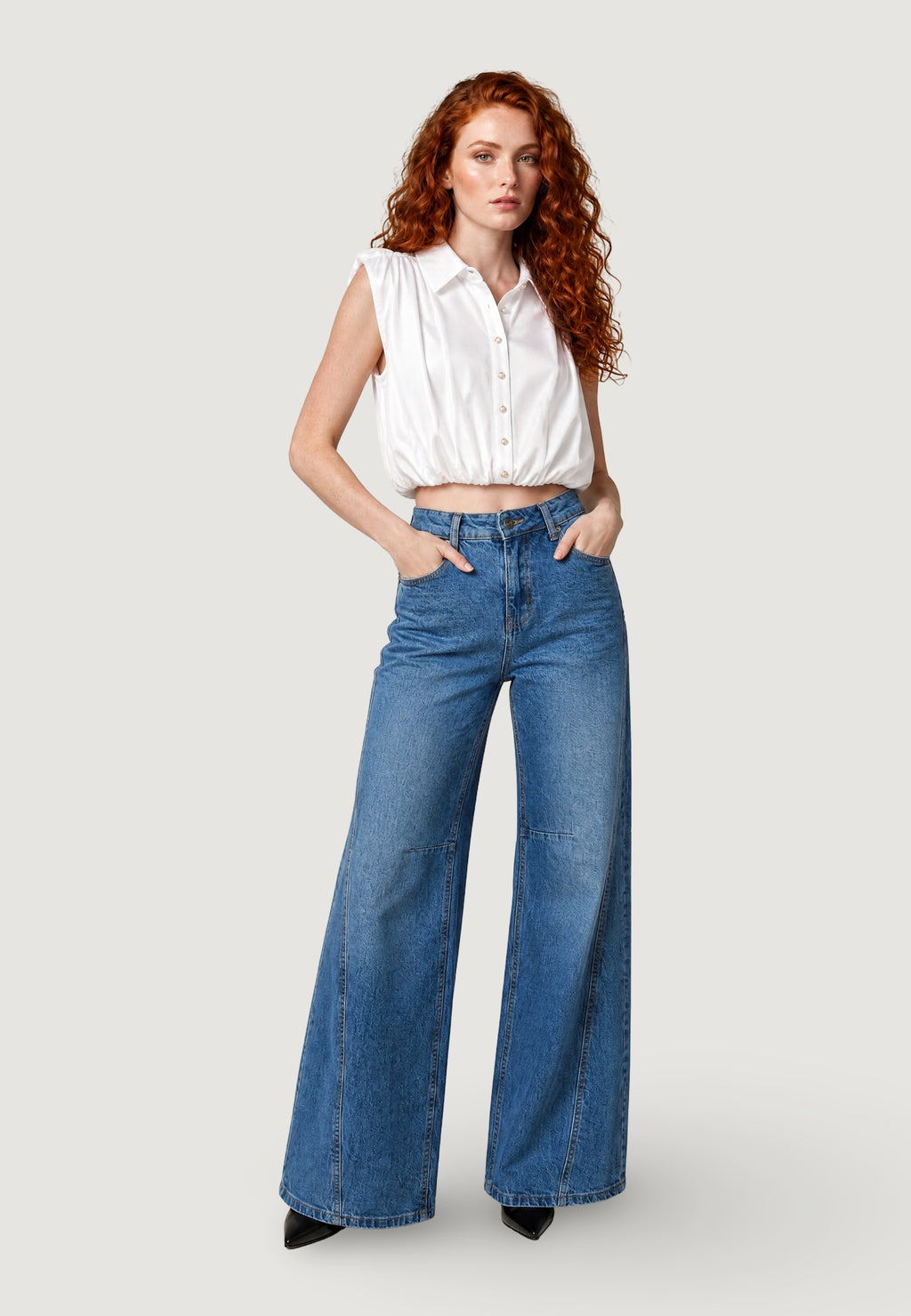 Camicia manica corta I am Blusa Tencel Smanicata