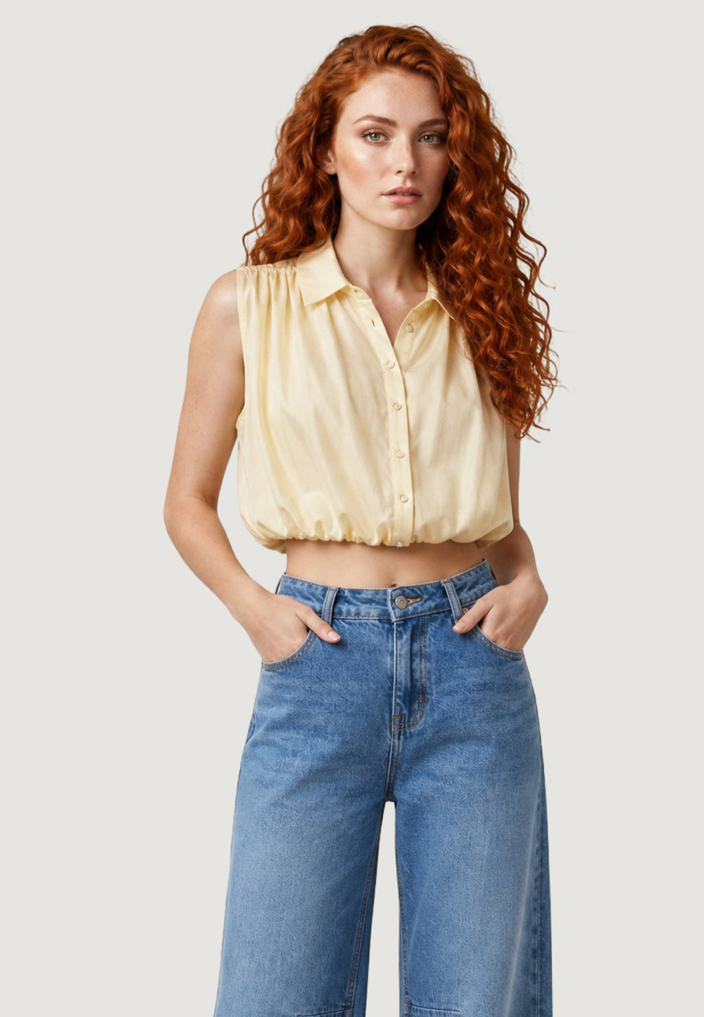 Camicia manica corta I am Blusa Tencel Smanicata