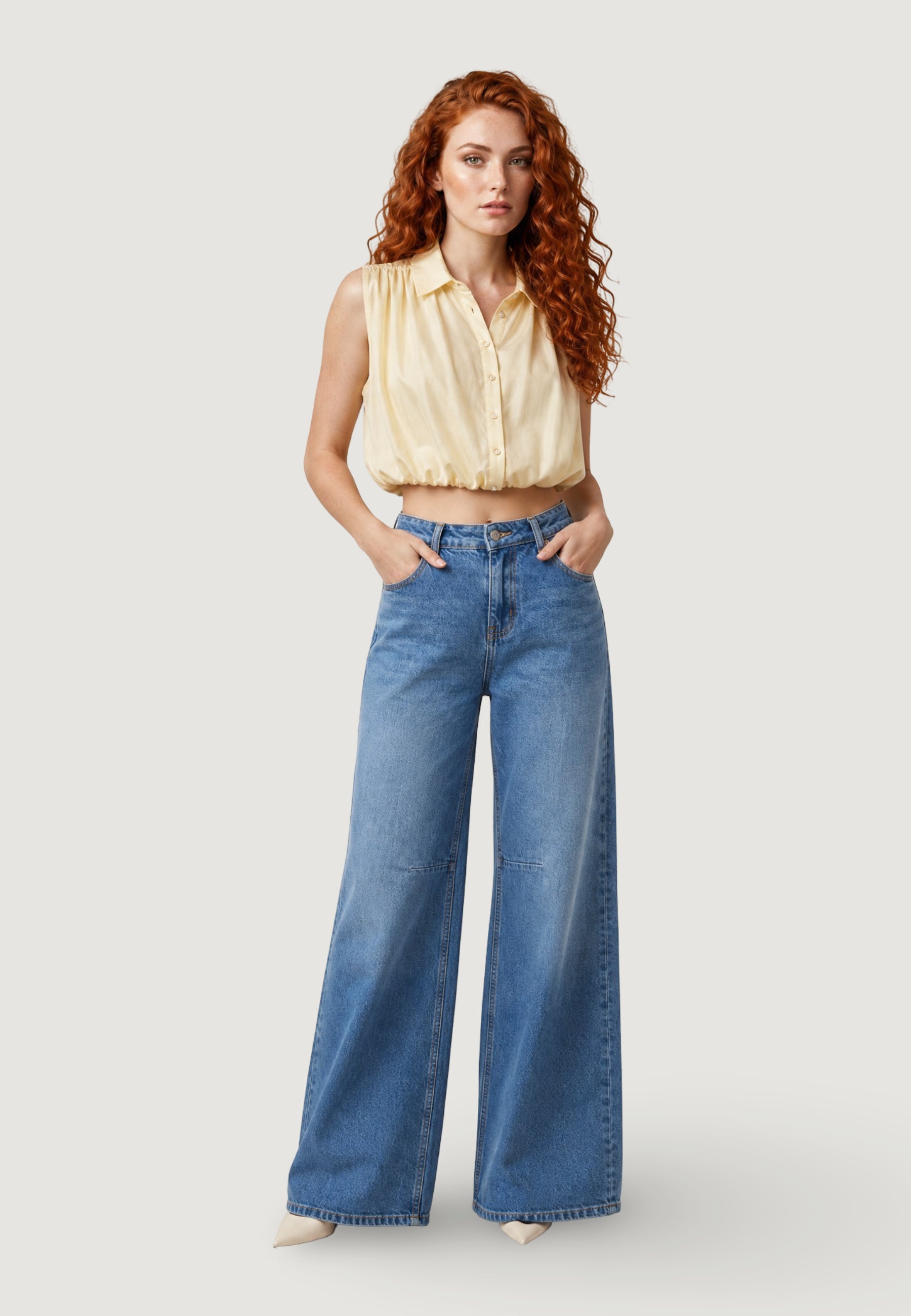 Camicia manica corta I am Blusa Tencel Smanicata