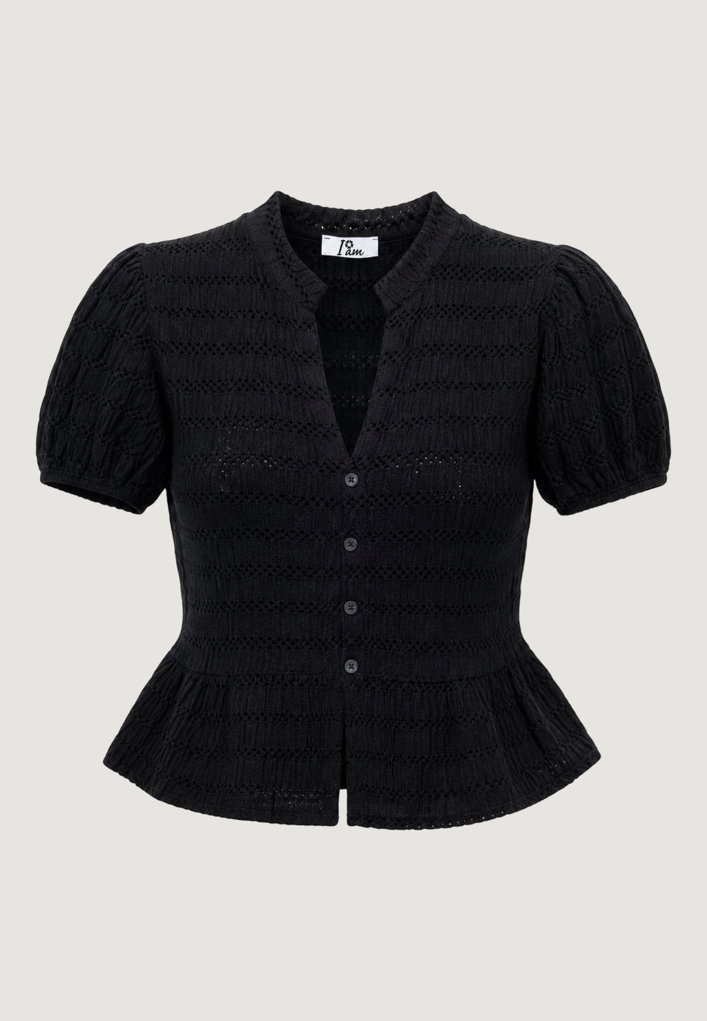 Camicia manica corta I am Cardigan Viscosa Ricamato pointelle
