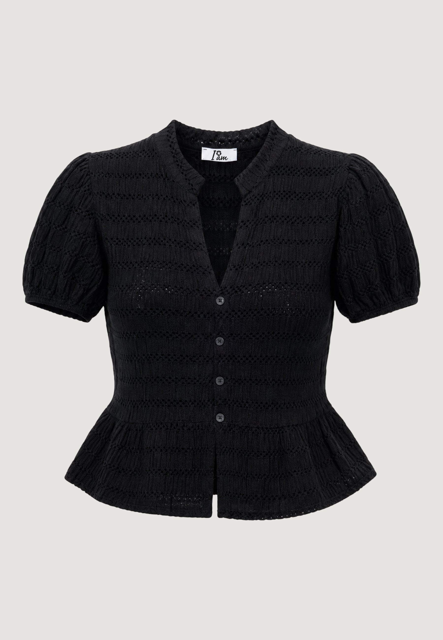 Camicia manica corta I am Cardigan Viscosa Ricamato pointelle