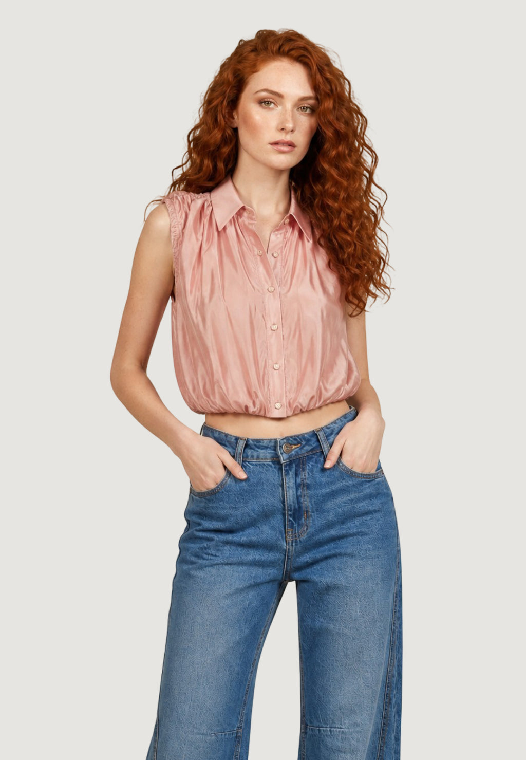 Camicia manica corta I am Blusa Tencel Smanicata