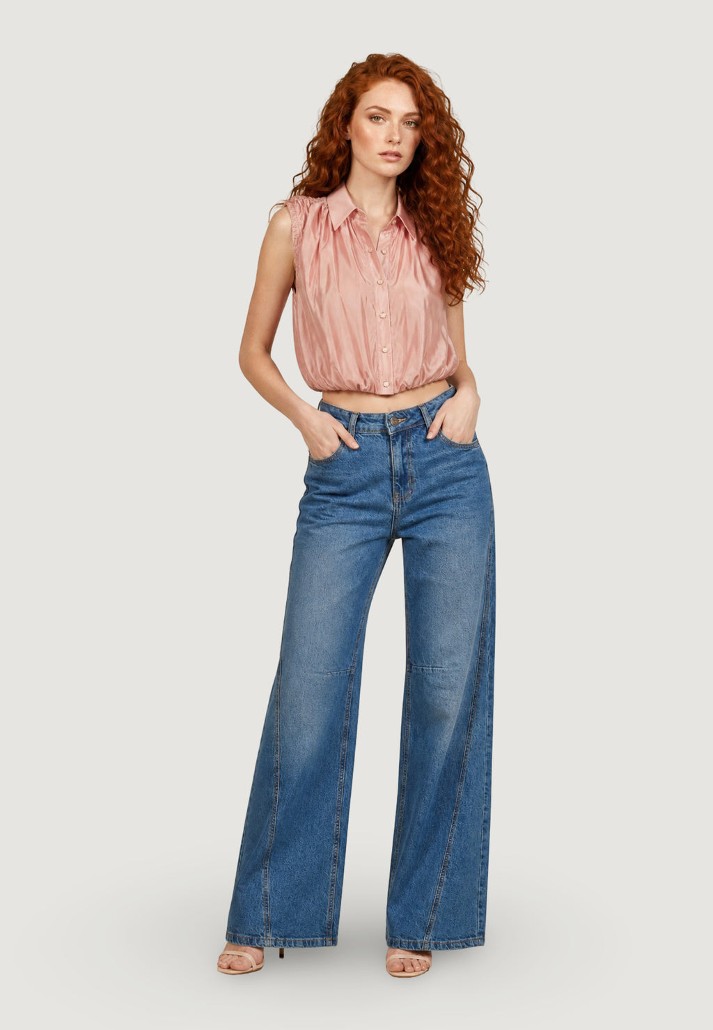 Camicia manica corta I am Blusa Tencel Smanicata