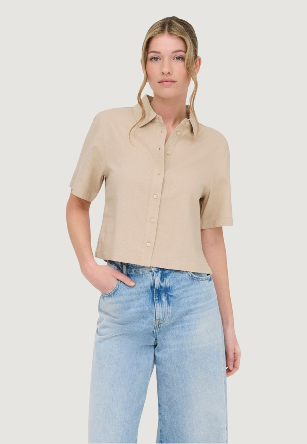 Camicia manica corta Only Onlgoa S/S Linen Bl Shirt Cc Pnt