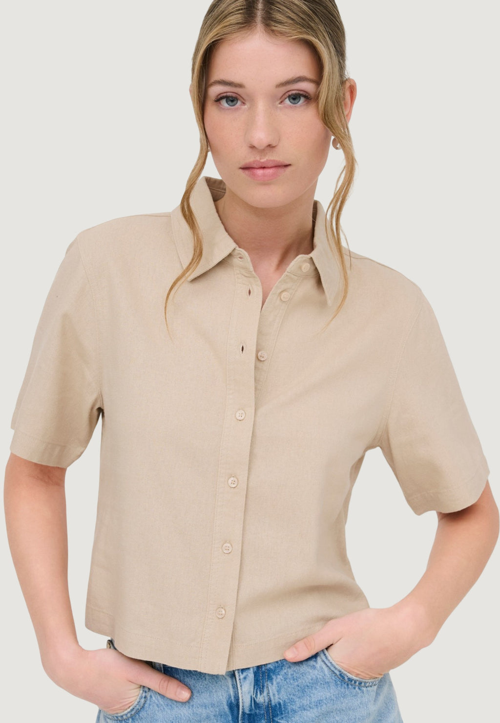Camicia manica corta Only Onlgoa S/S Linen Bl Shirt Cc Pnt