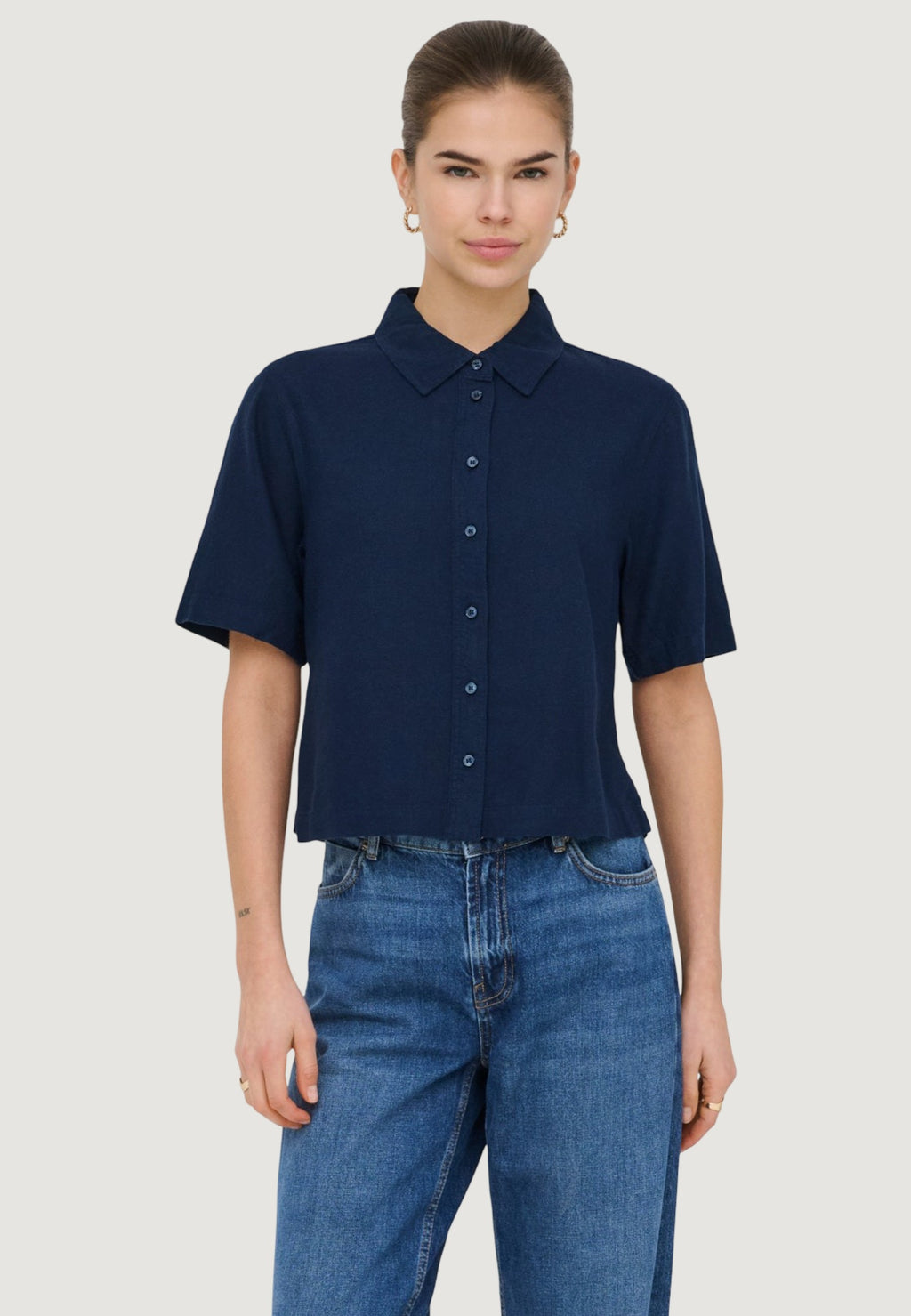 Camicia manica corta Only Onlgoa S/S Linen Bl Shirt Cc Pnt