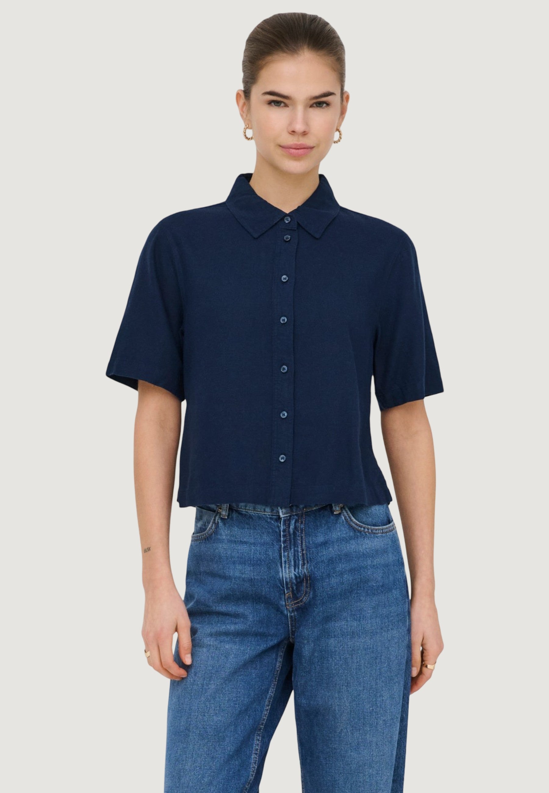 Camicia manica corta Only Onlgoa S/S Linen Bl Shirt Cc Pnt
