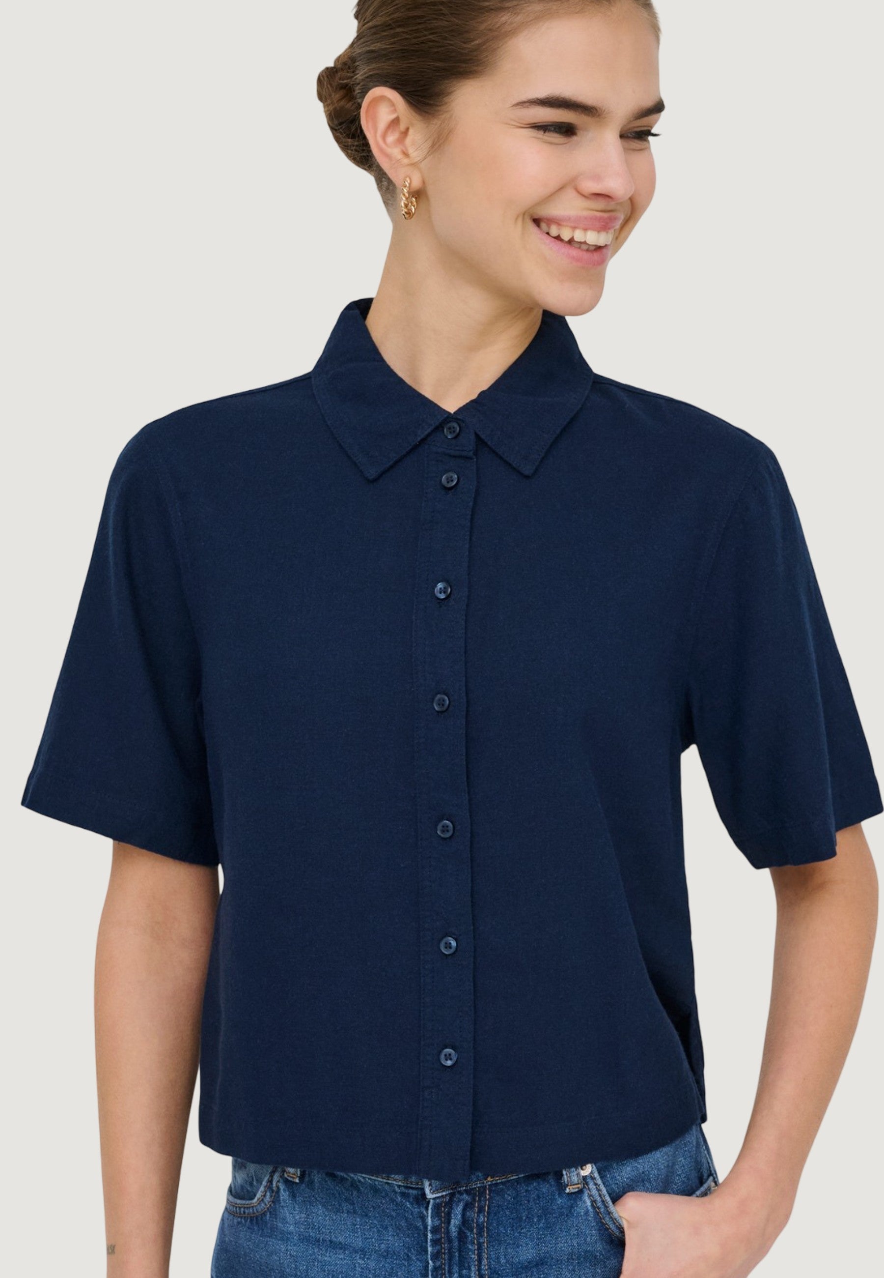 Camicia manica corta Only Onlgoa S/S Linen Bl Shirt Cc Pnt