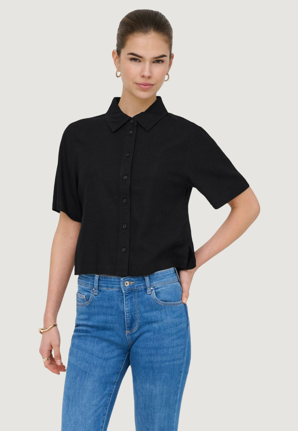 Camicia manica corta Only Onlgoa S/S Linen Bl Shirt Cc Pnt