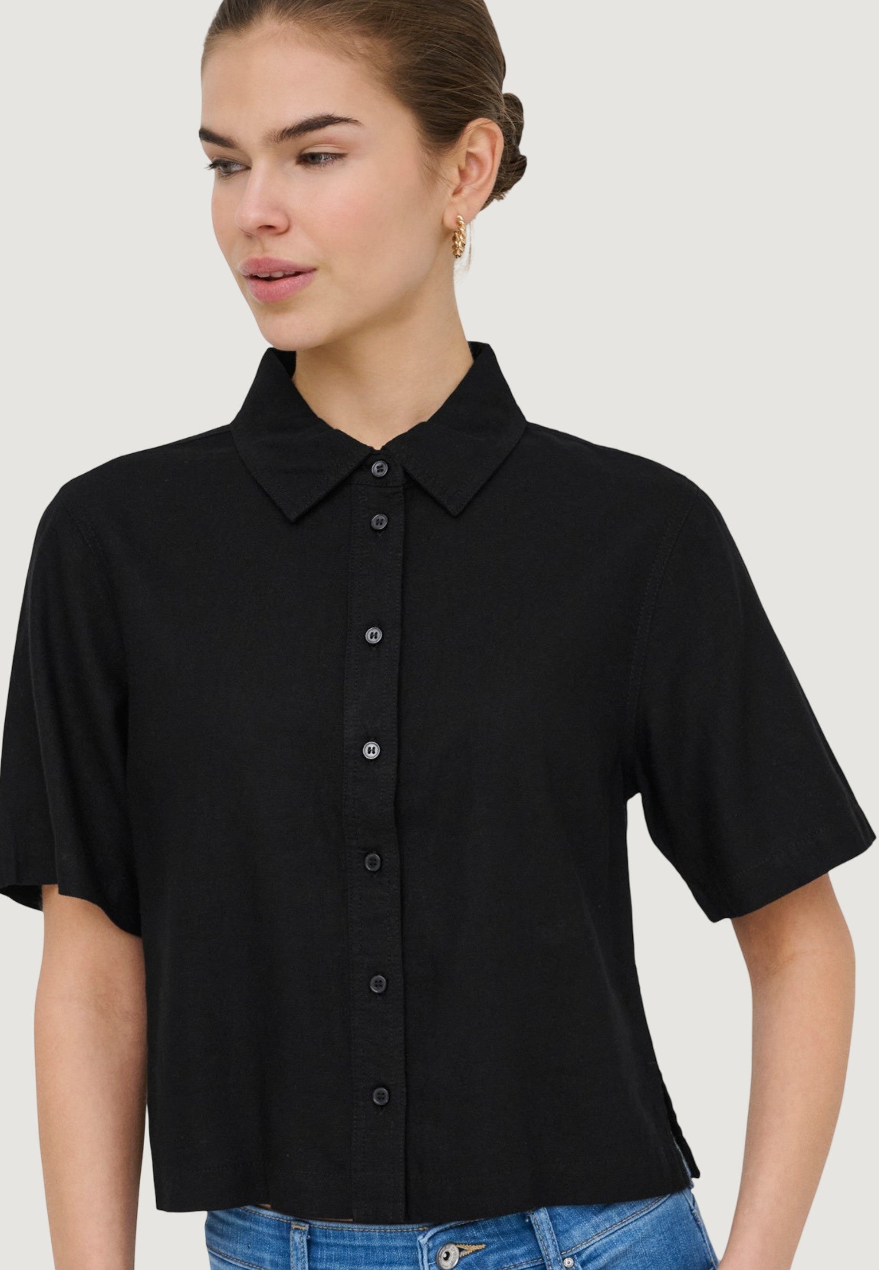 Camicia manica corta Only Onlgoa S/S Linen Bl Shirt Cc Pnt