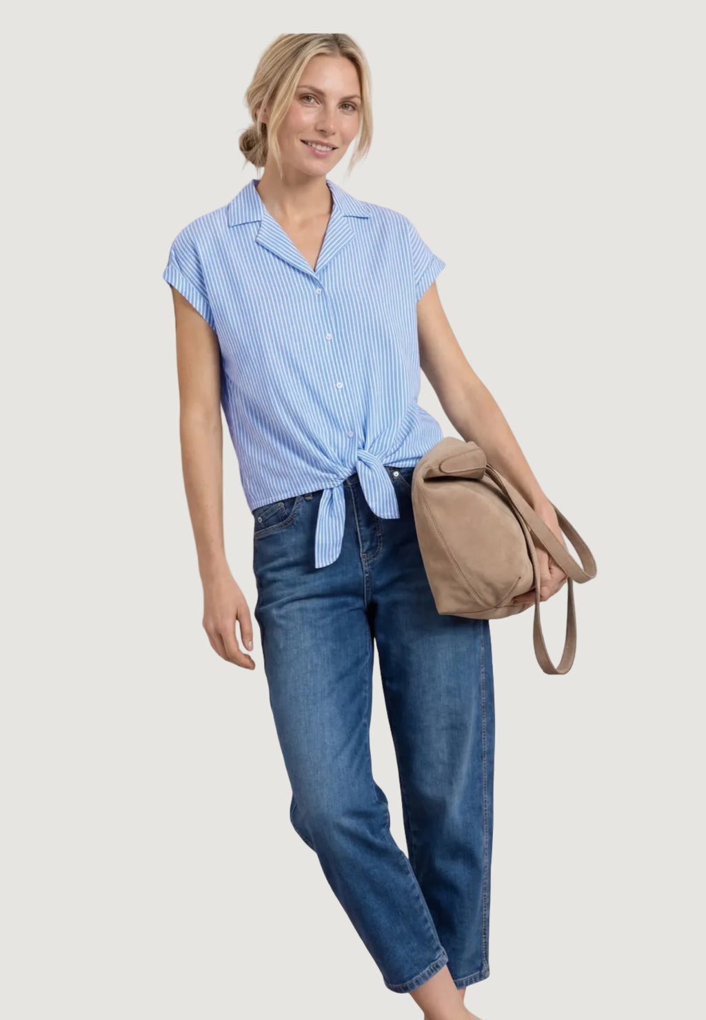 Camicia manica corta Street One Striped Buttoned blouse w bowling