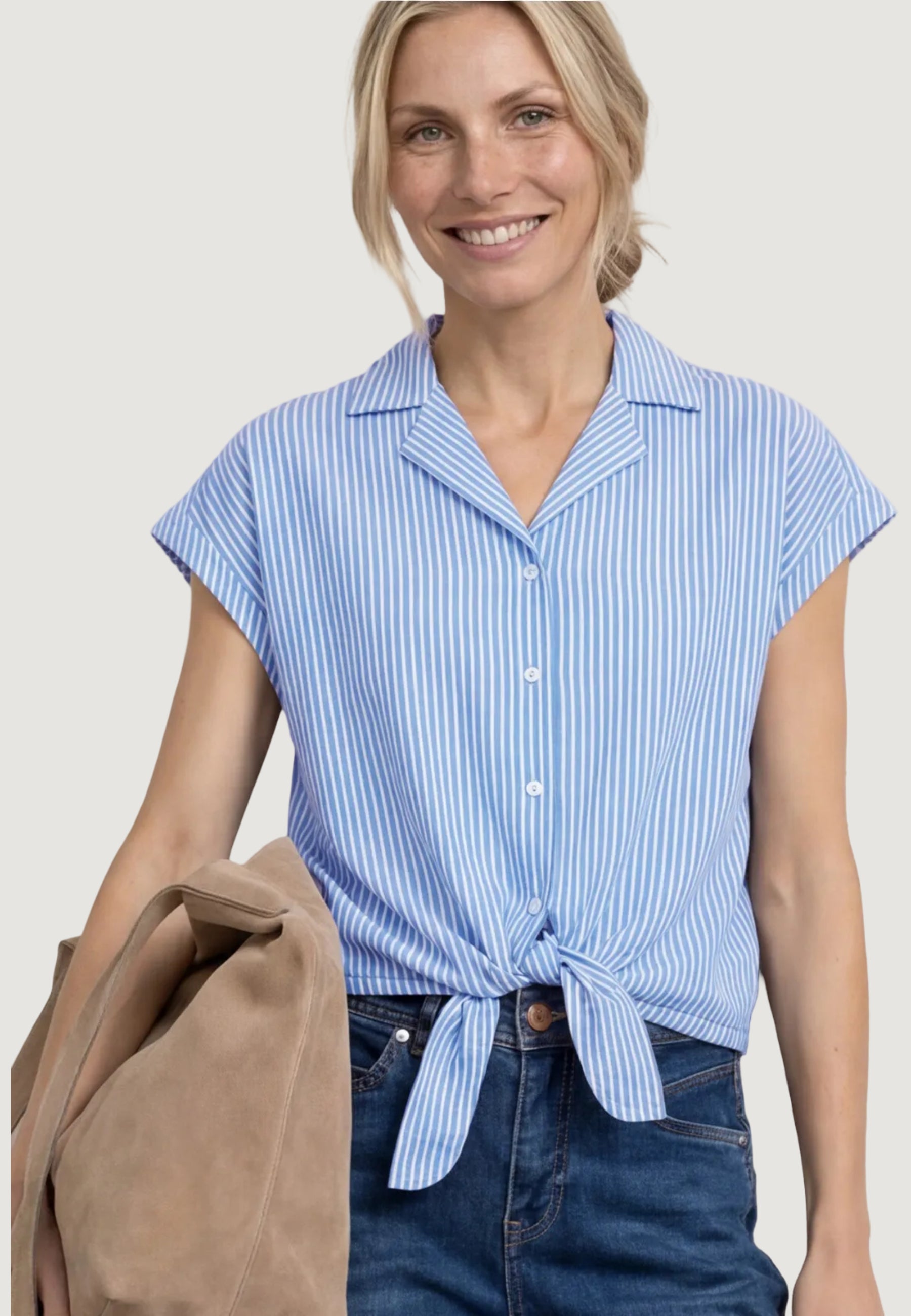 Camicia manica corta Street One Striped Buttoned blouse w bowling