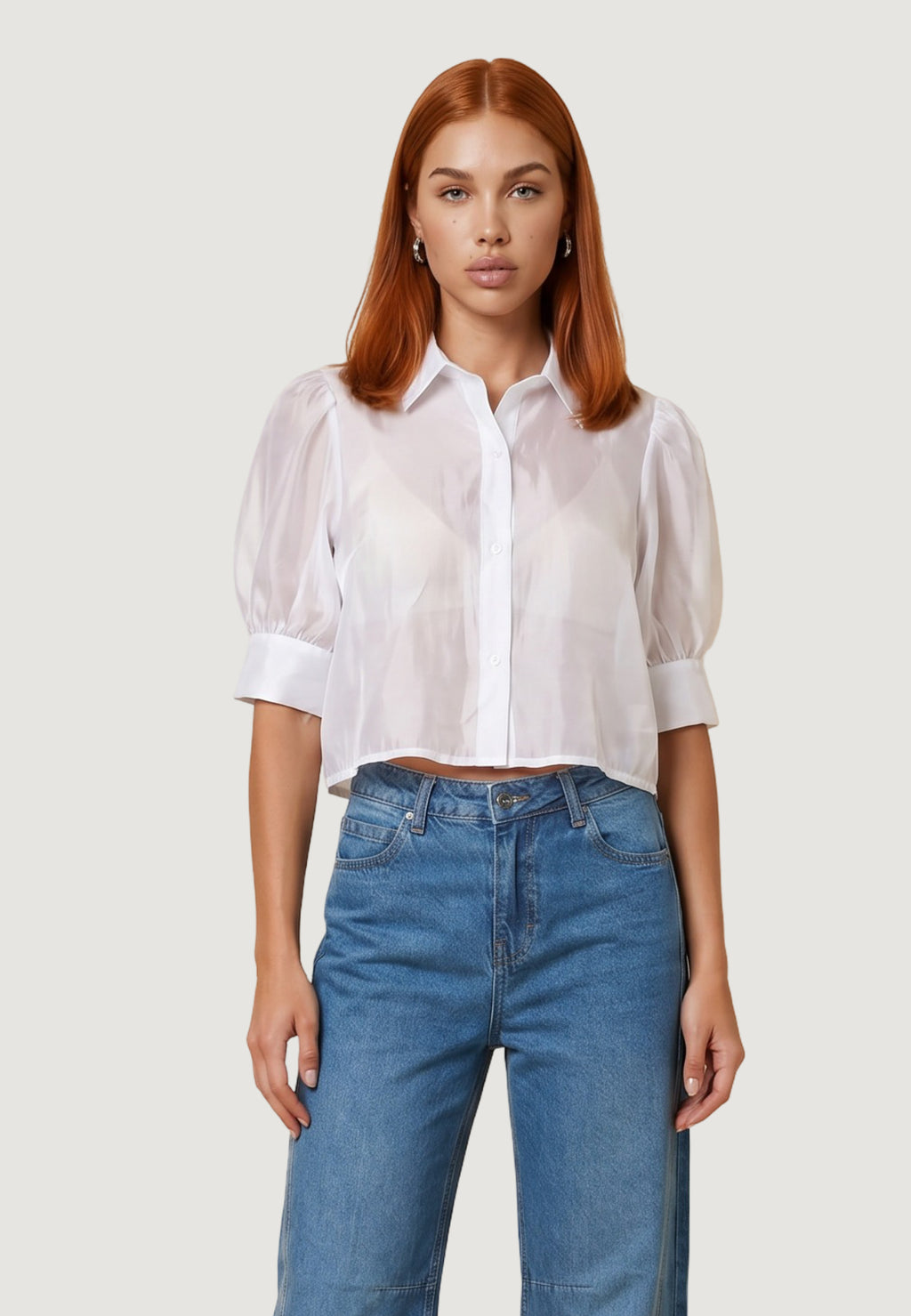 Camicia manica lunga I am Camicia Cotone Maniche Balloon