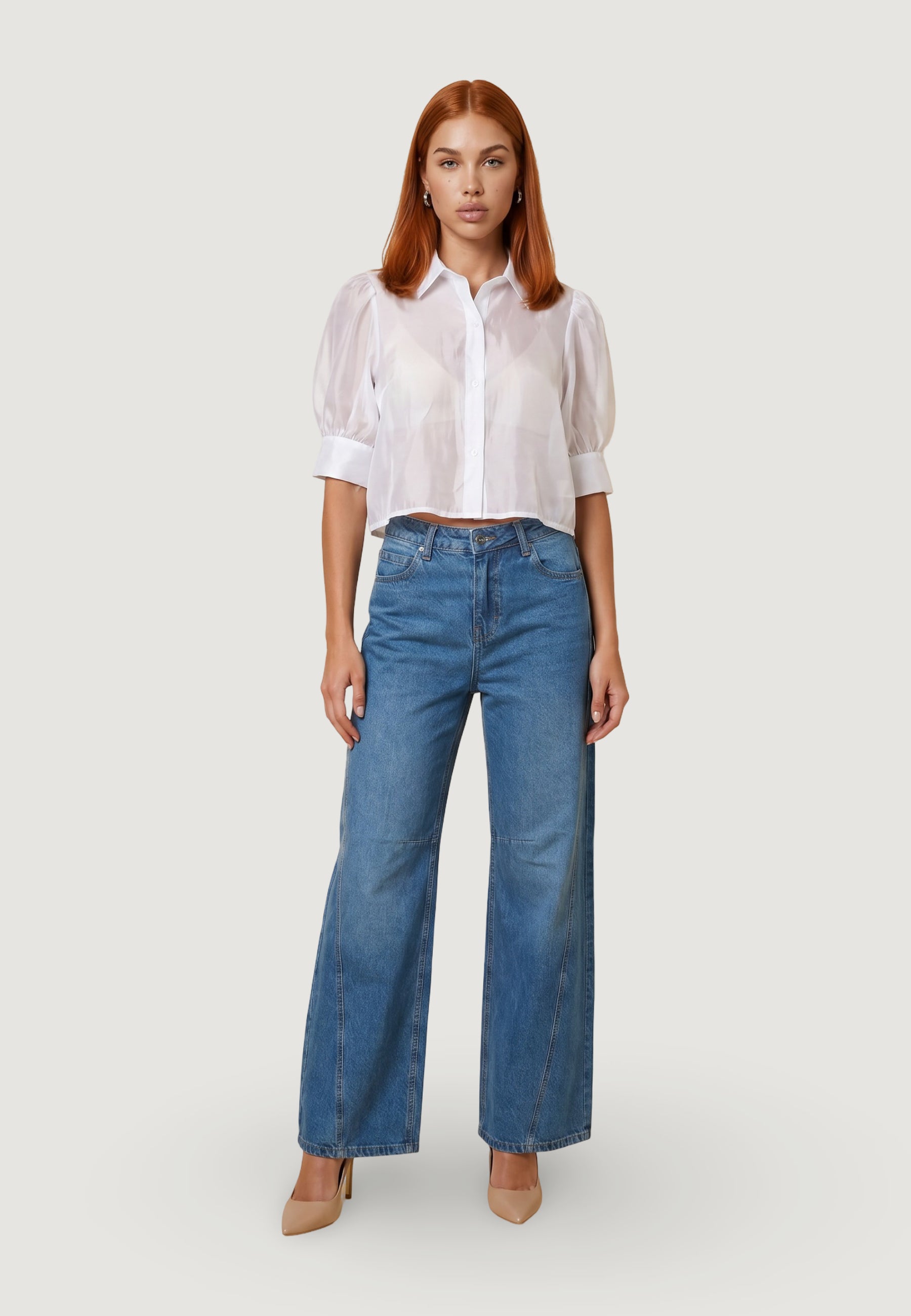 Camicia manica lunga I am Camicia Cotone Maniche Balloon