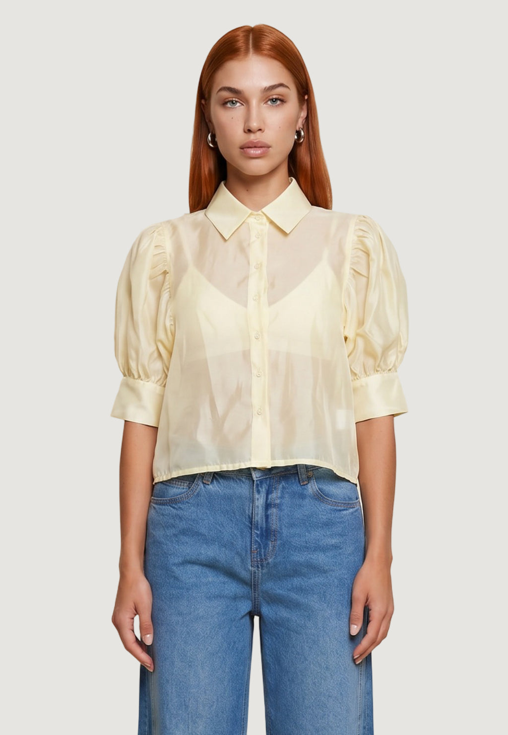Camicia manica lunga I am Camicia Cotone Maniche Balloon