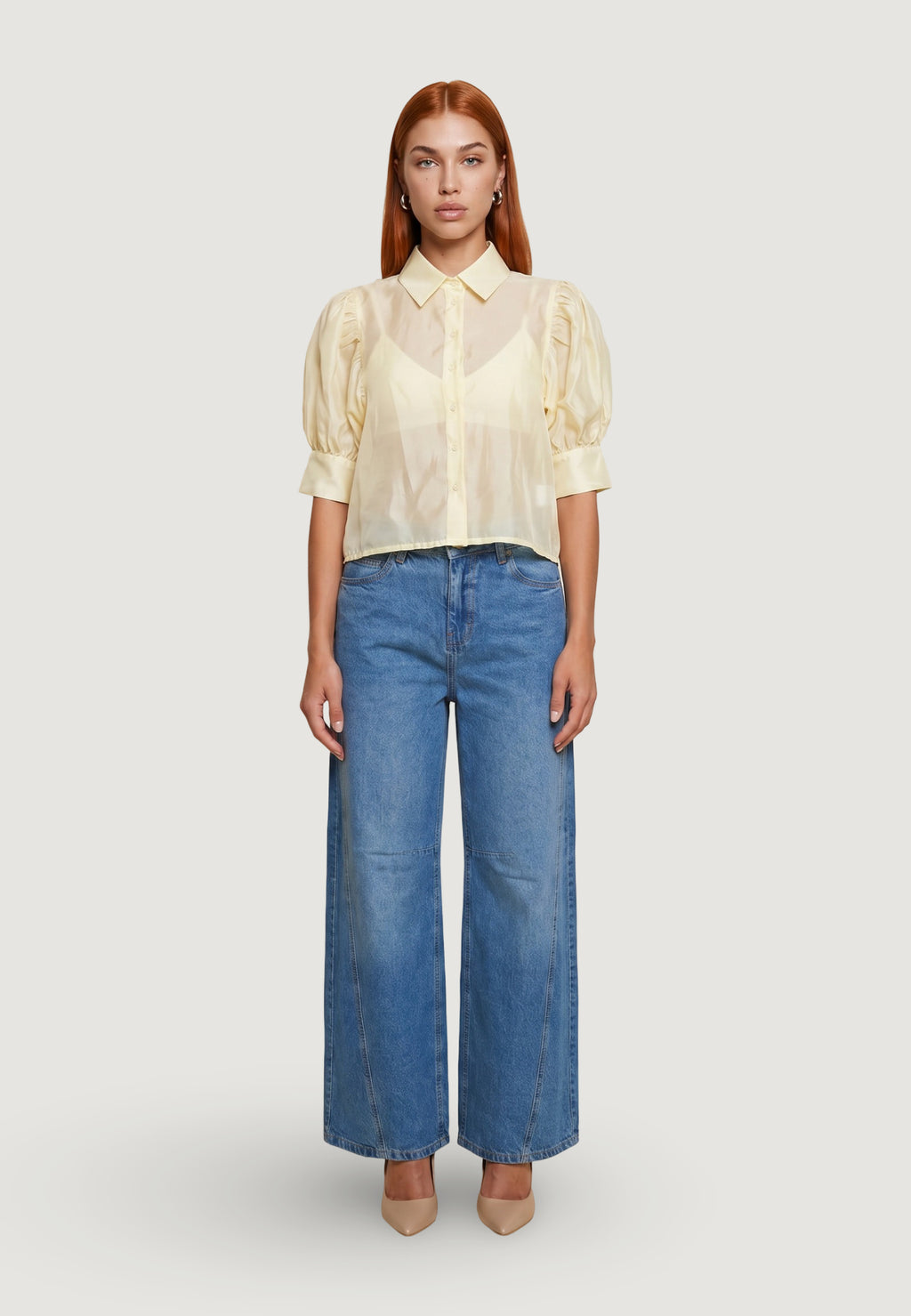 Camicia manica lunga I am Camicia Cotone Maniche Balloon