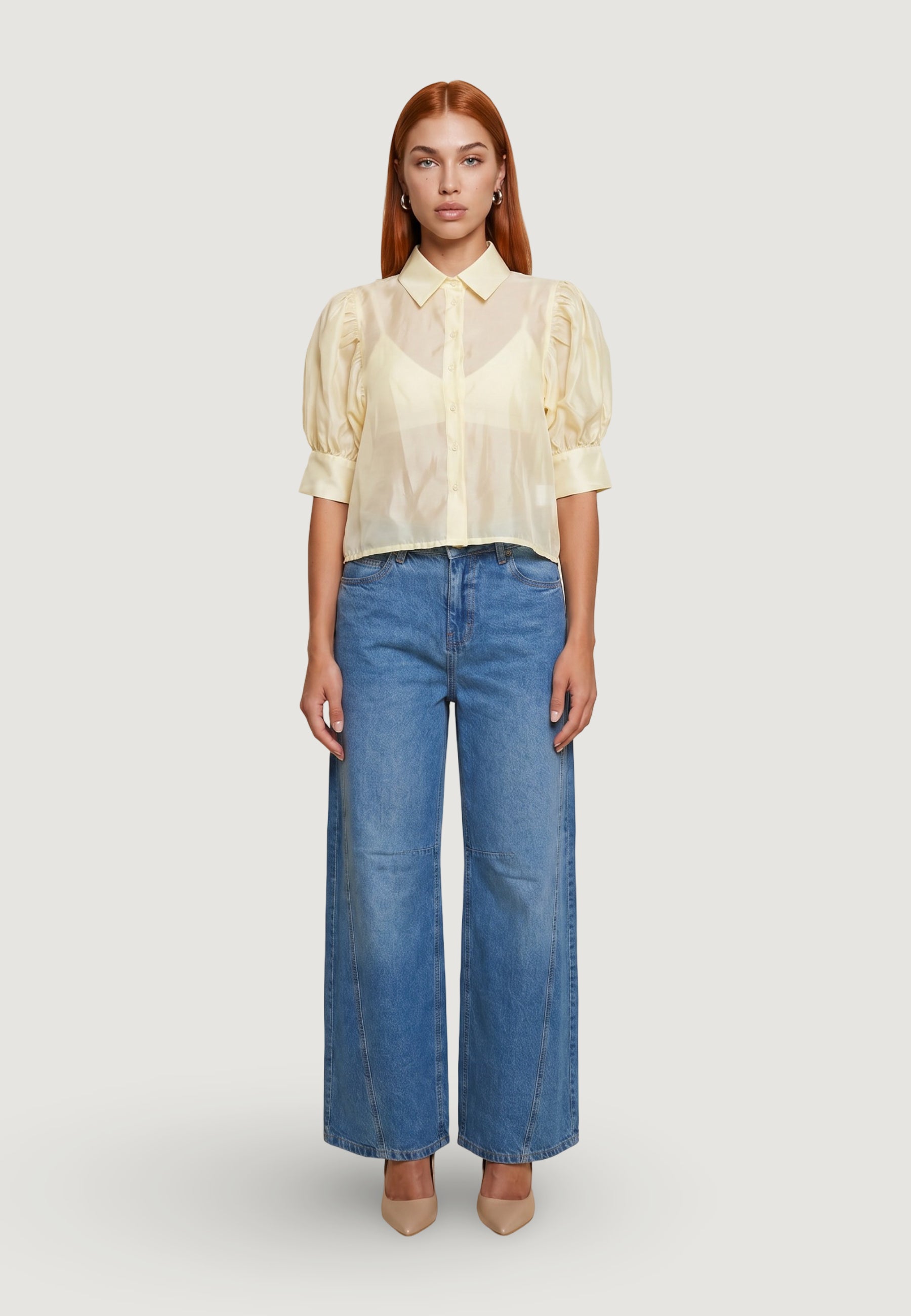 Camicia manica lunga I am Camicia Cotone Maniche Balloon