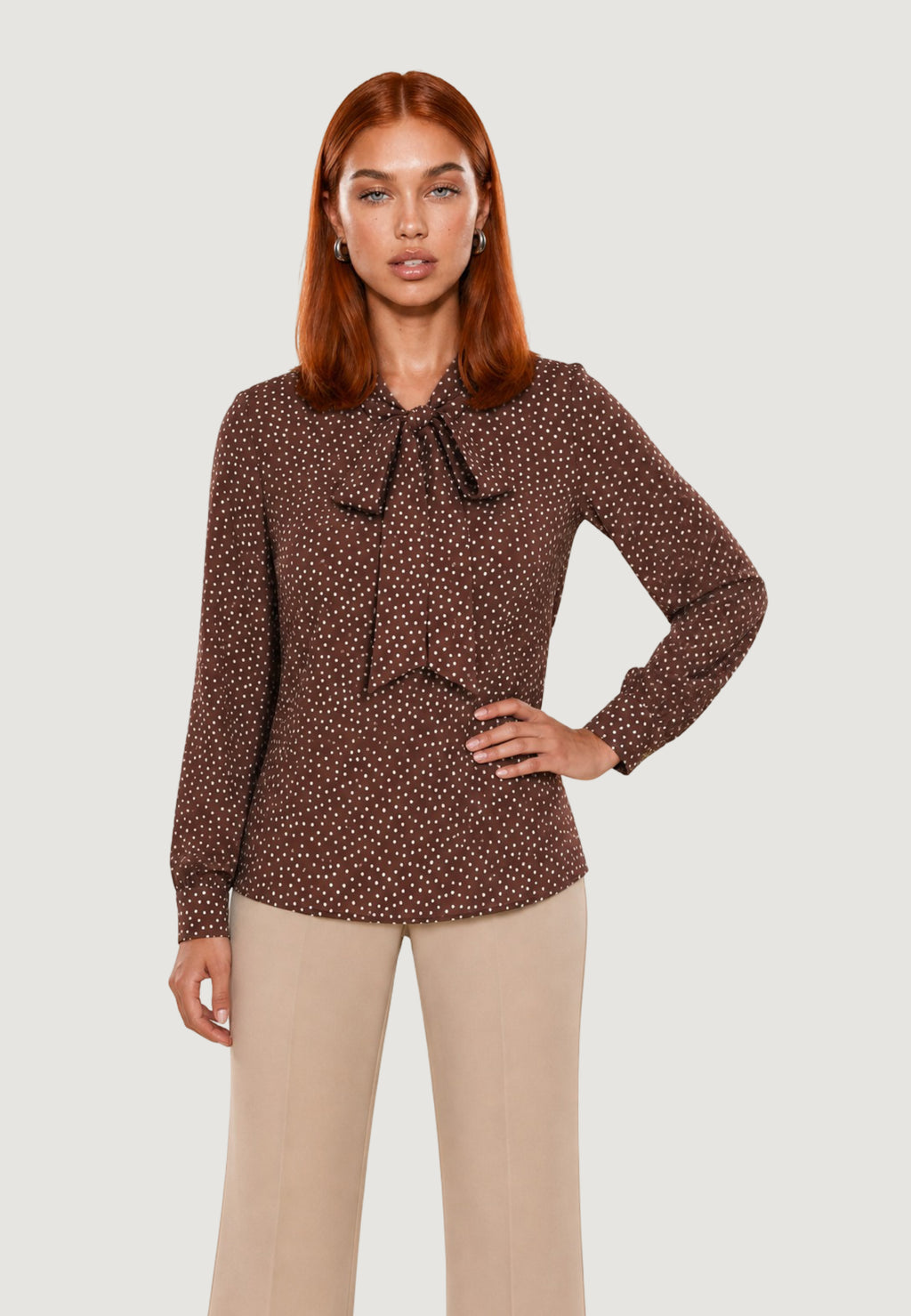 Camicia manica lunga I am Blusa Pois Fiocco