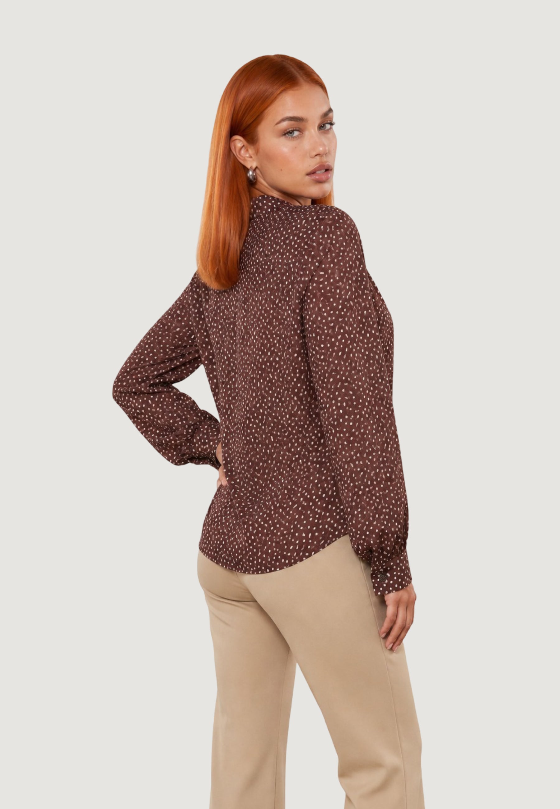 Camicia manica lunga I am Blusa Pois Fiocco