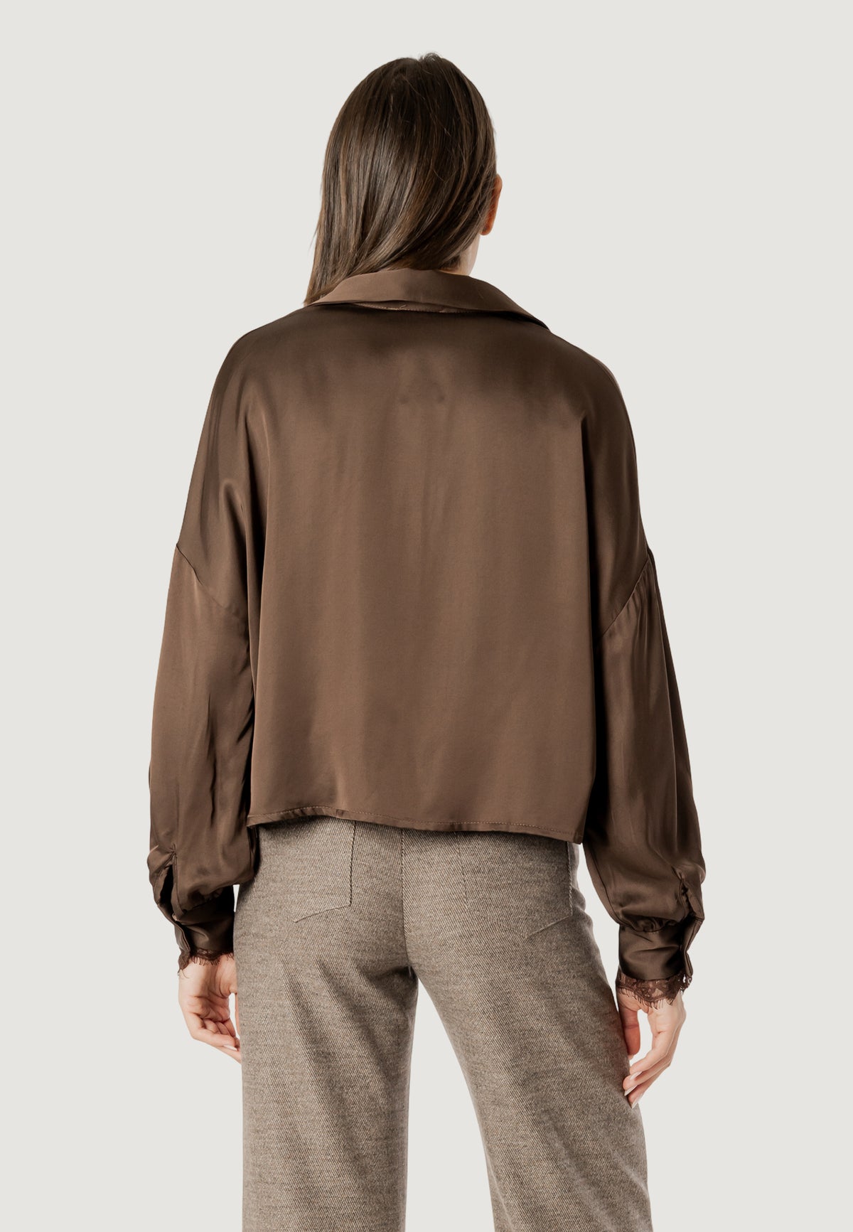 Camicia manica lunga I am elisa lace cuff viscose satin shirt