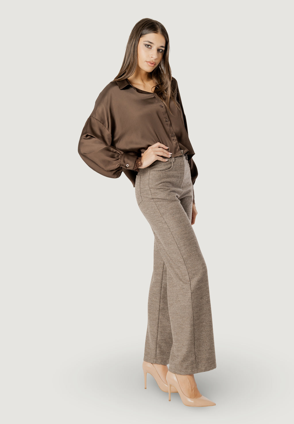 Camicia manica lunga I am elisa lace cuff viscose satin shirt