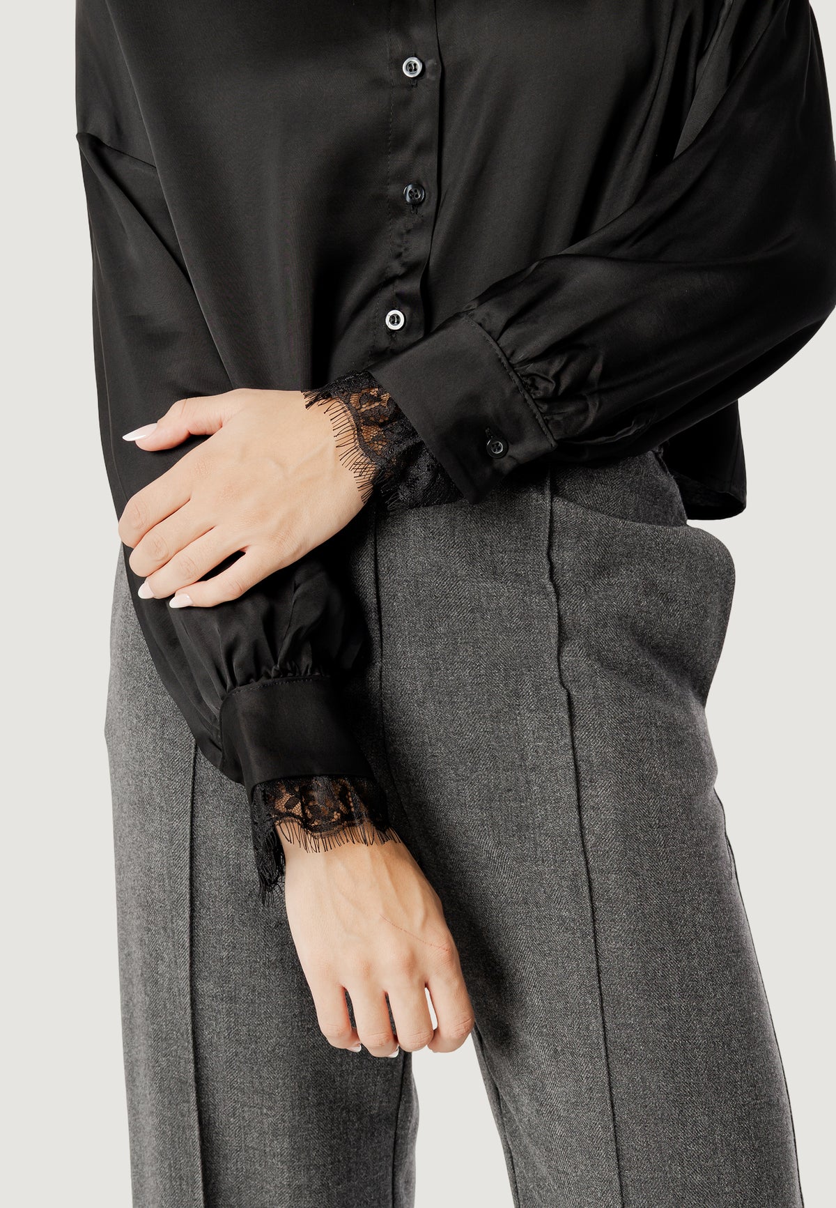 Camicia manica lunga I am elisa lace cuff viscose satin shirt