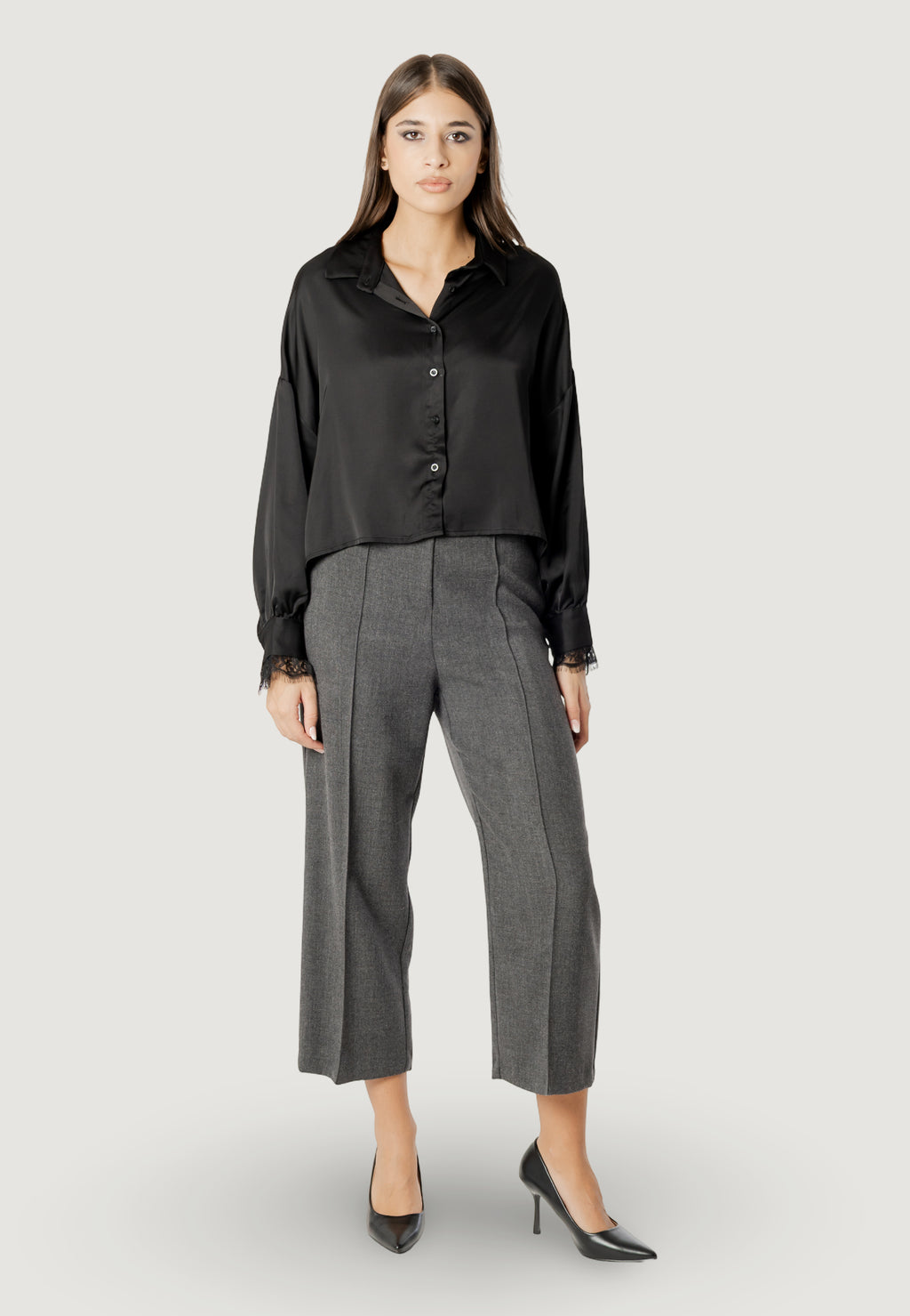 Camicia manica lunga I am elisa lace cuff viscose satin shirt