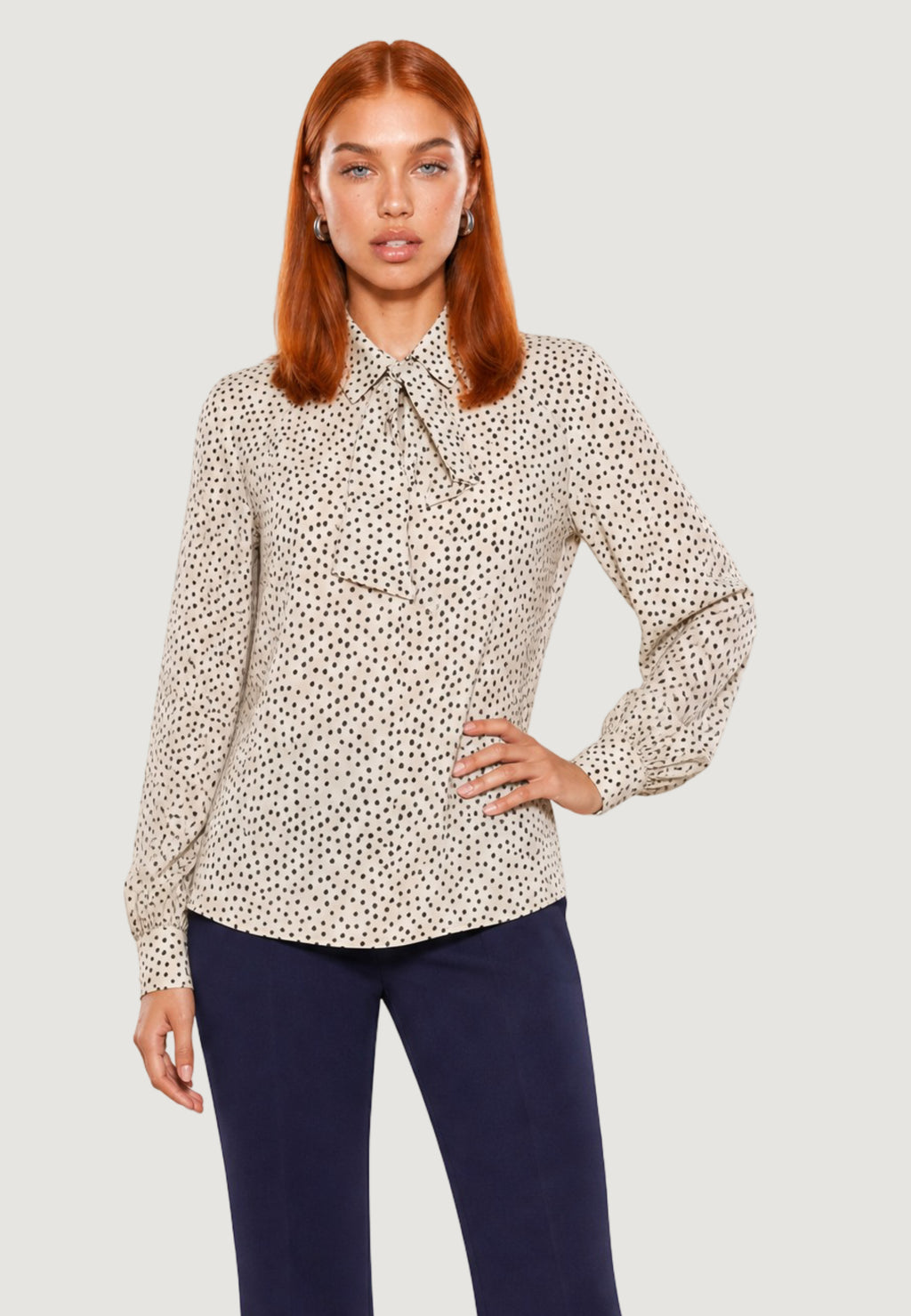 Camicia manica lunga I am Blusa Pois Fiocco