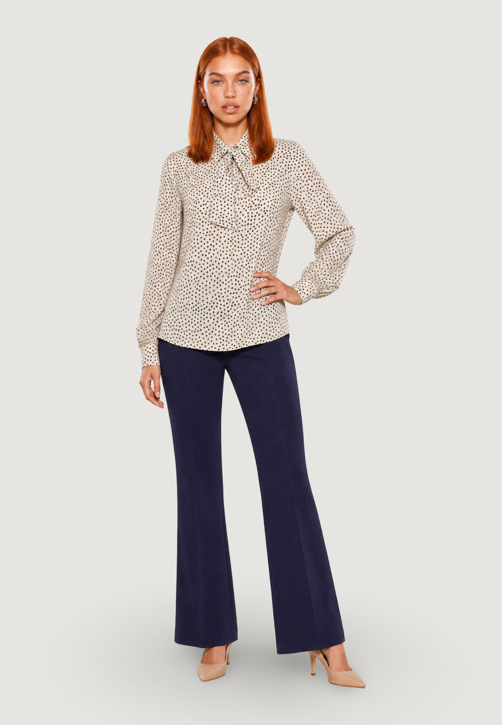 Camicia manica lunga I am Blusa Pois Fiocco