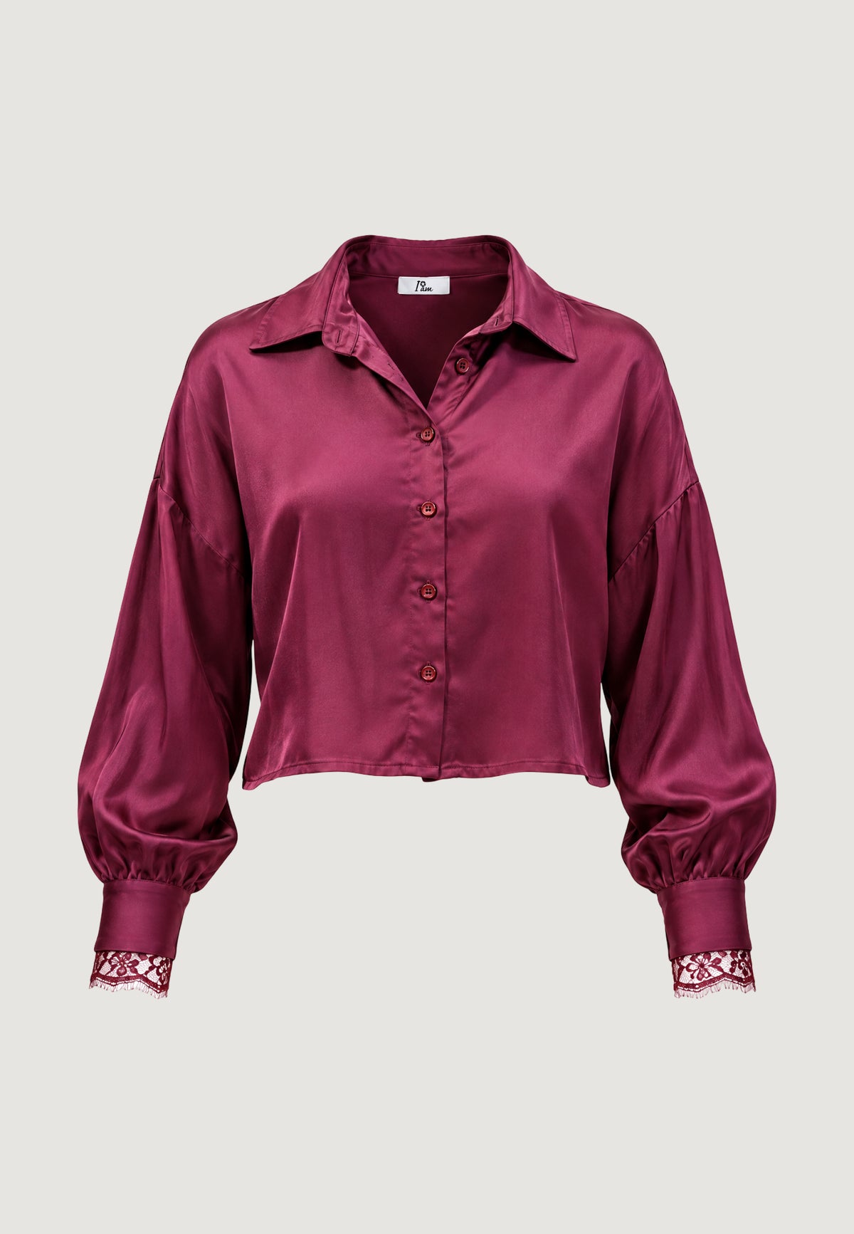 Long sleeves shirts I am elisa lace cuff viscose satin shirt