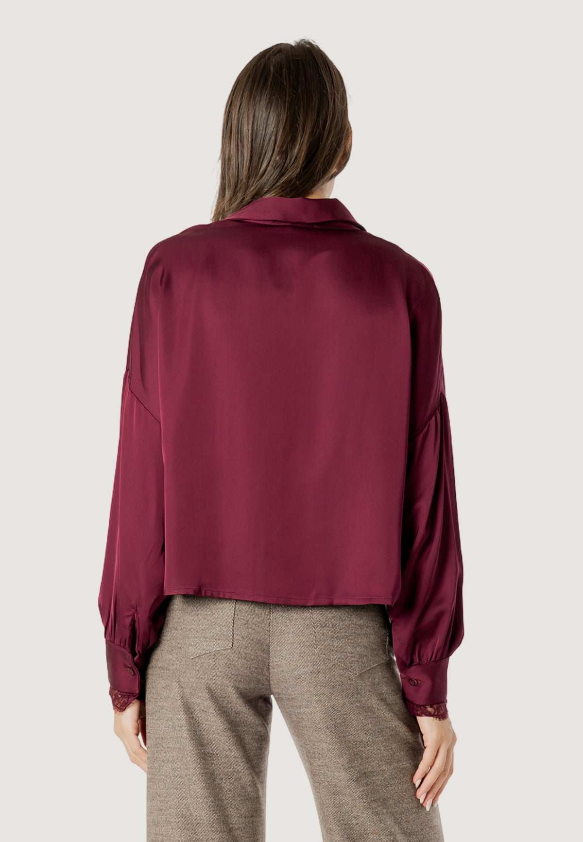 Long sleeves shirts I am elisa lace cuff viscose satin shirt