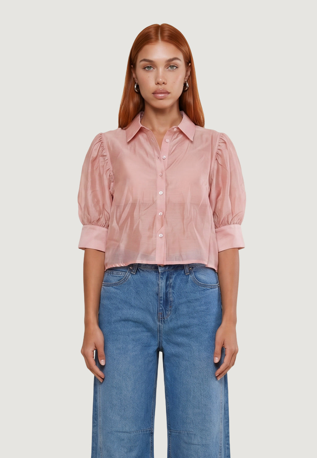 Camicia manica lunga I am Camicia Cotone Maniche Balloon