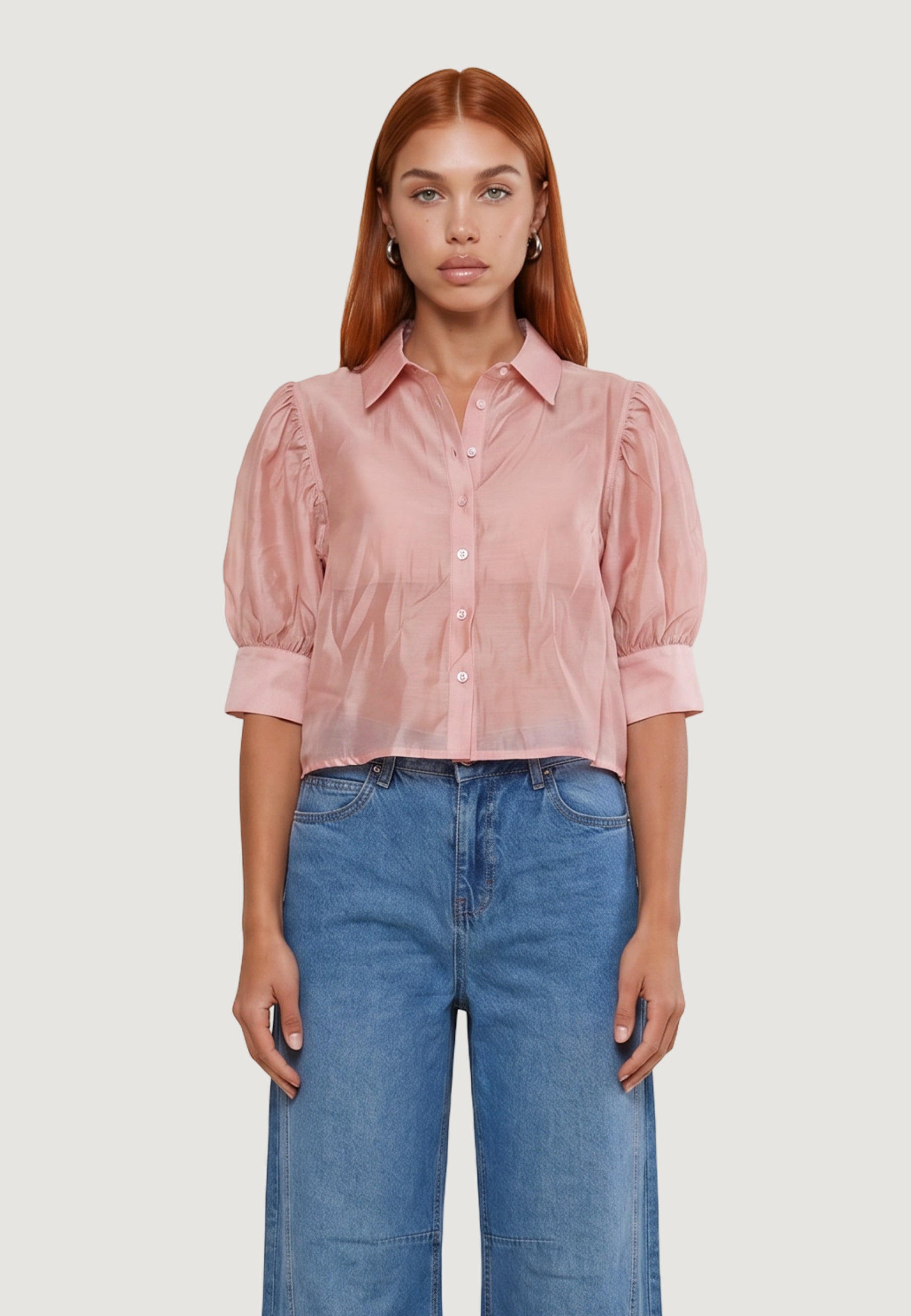 Camicia manica lunga I am Camicia Cotone Maniche Balloon