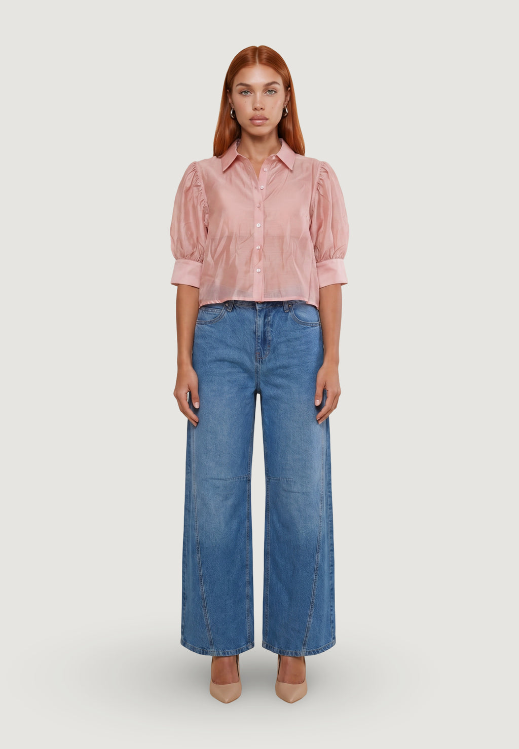Camicia manica lunga I am Camicia Cotone Maniche Balloon