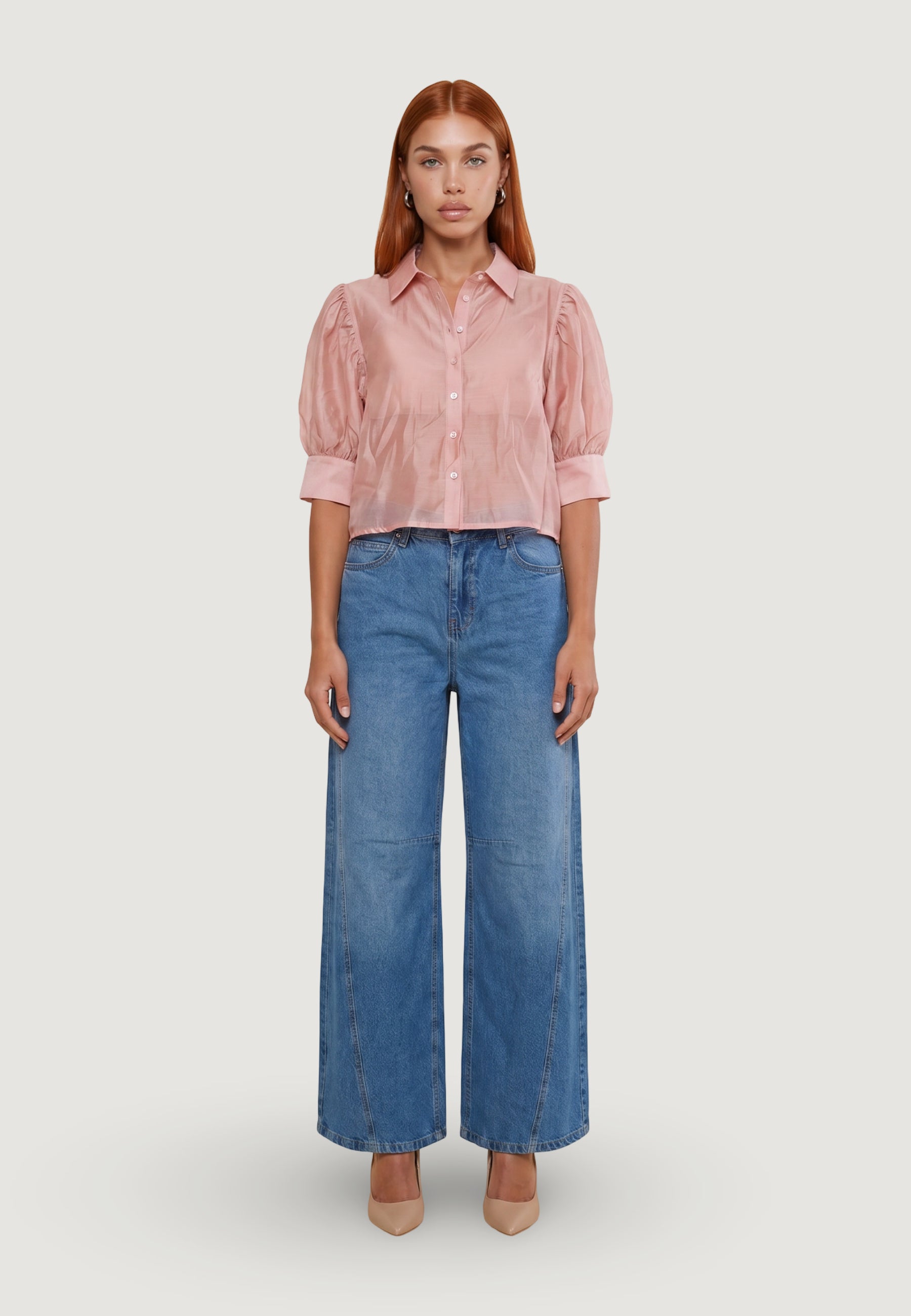 Camicia manica lunga I am Camicia Cotone Maniche Balloon