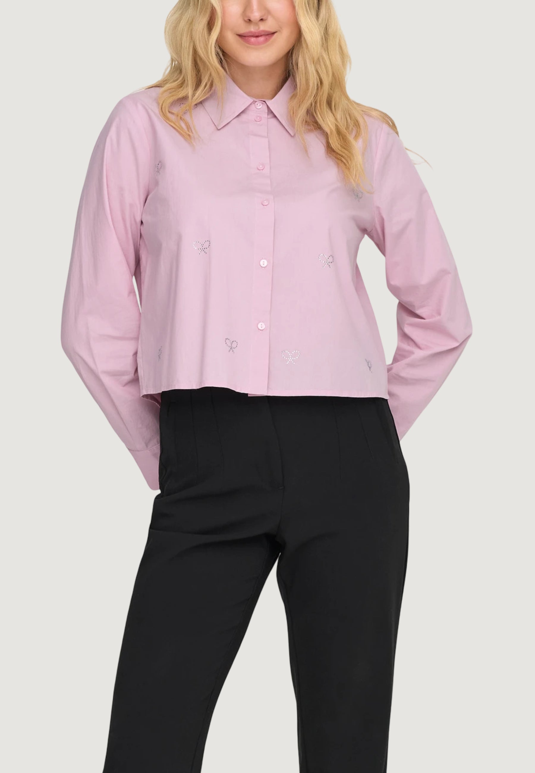 Camicia manica lunga Jacqueline de Yong Jdyriley L/S Short Emb. Shirt Wvn