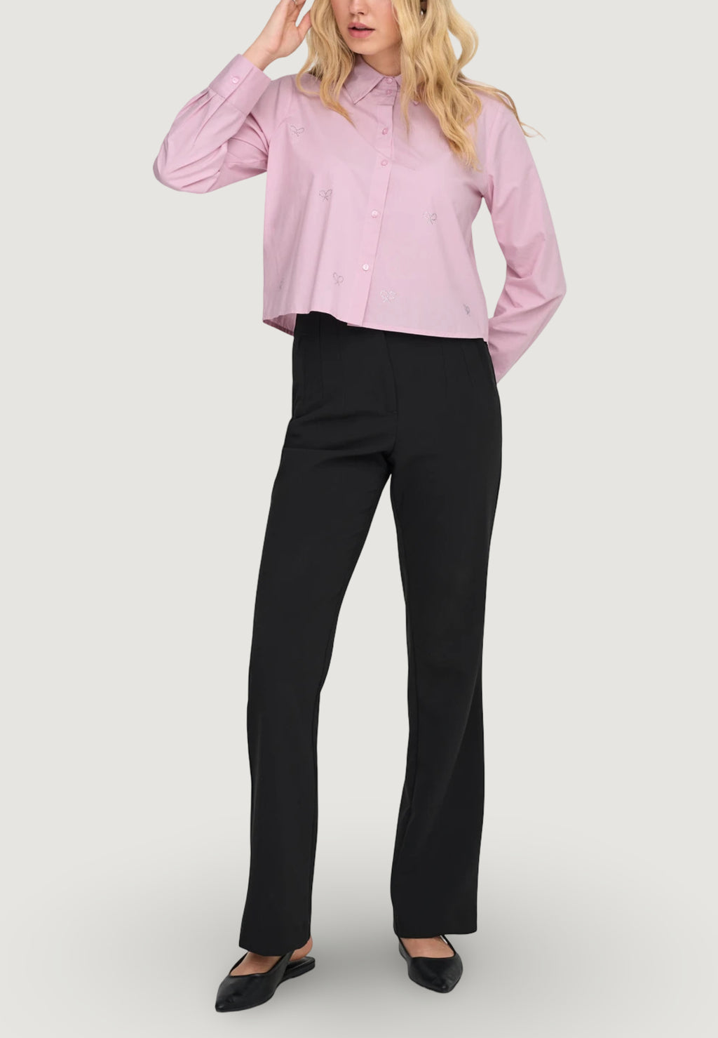 Camicia manica lunga Jacqueline de Yong Jdyriley L/S Short Emb. Shirt Wvn