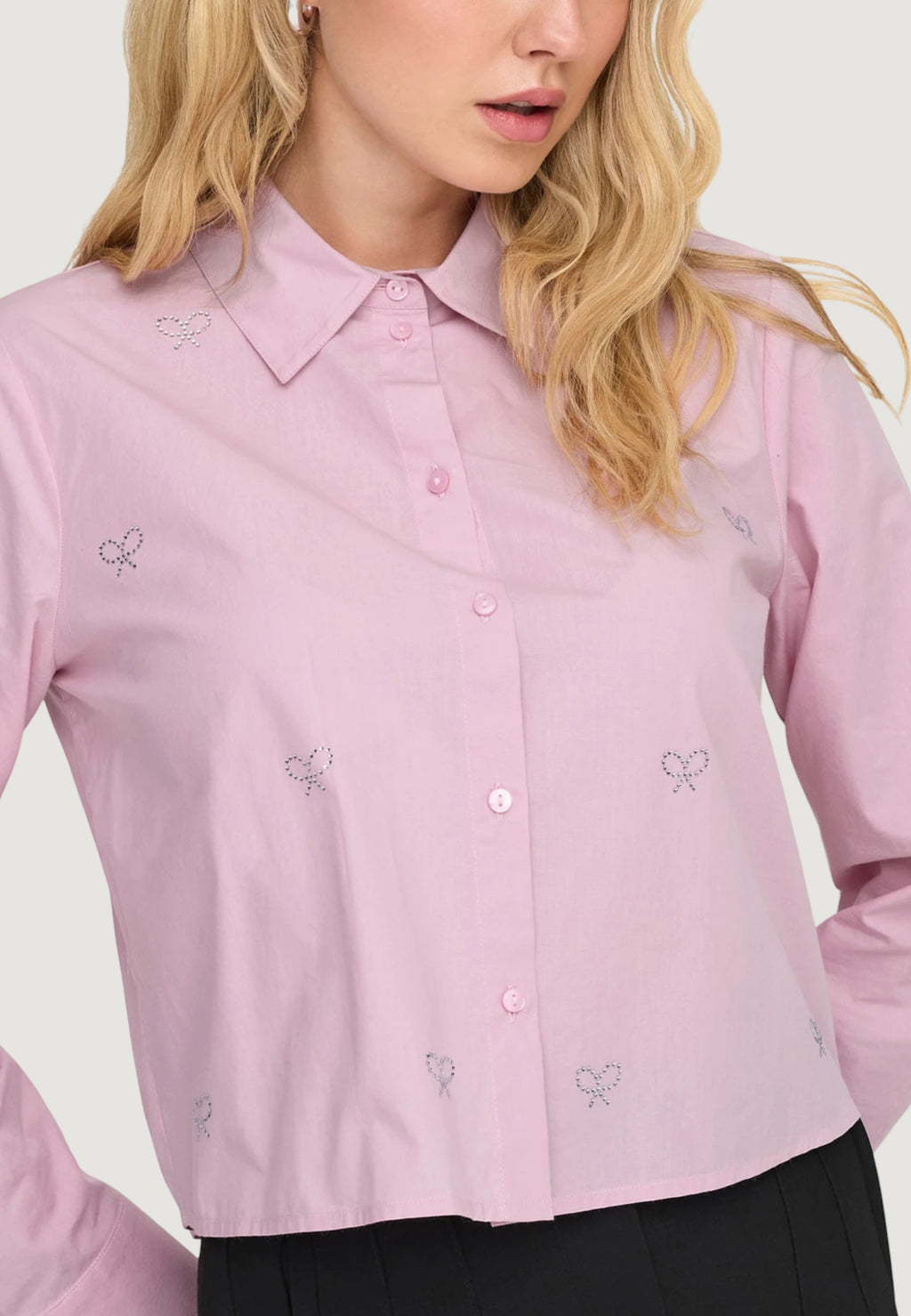 Camicia manica lunga Jacqueline de Yong Jdyriley L/S Short Emb. Shirt Wvn