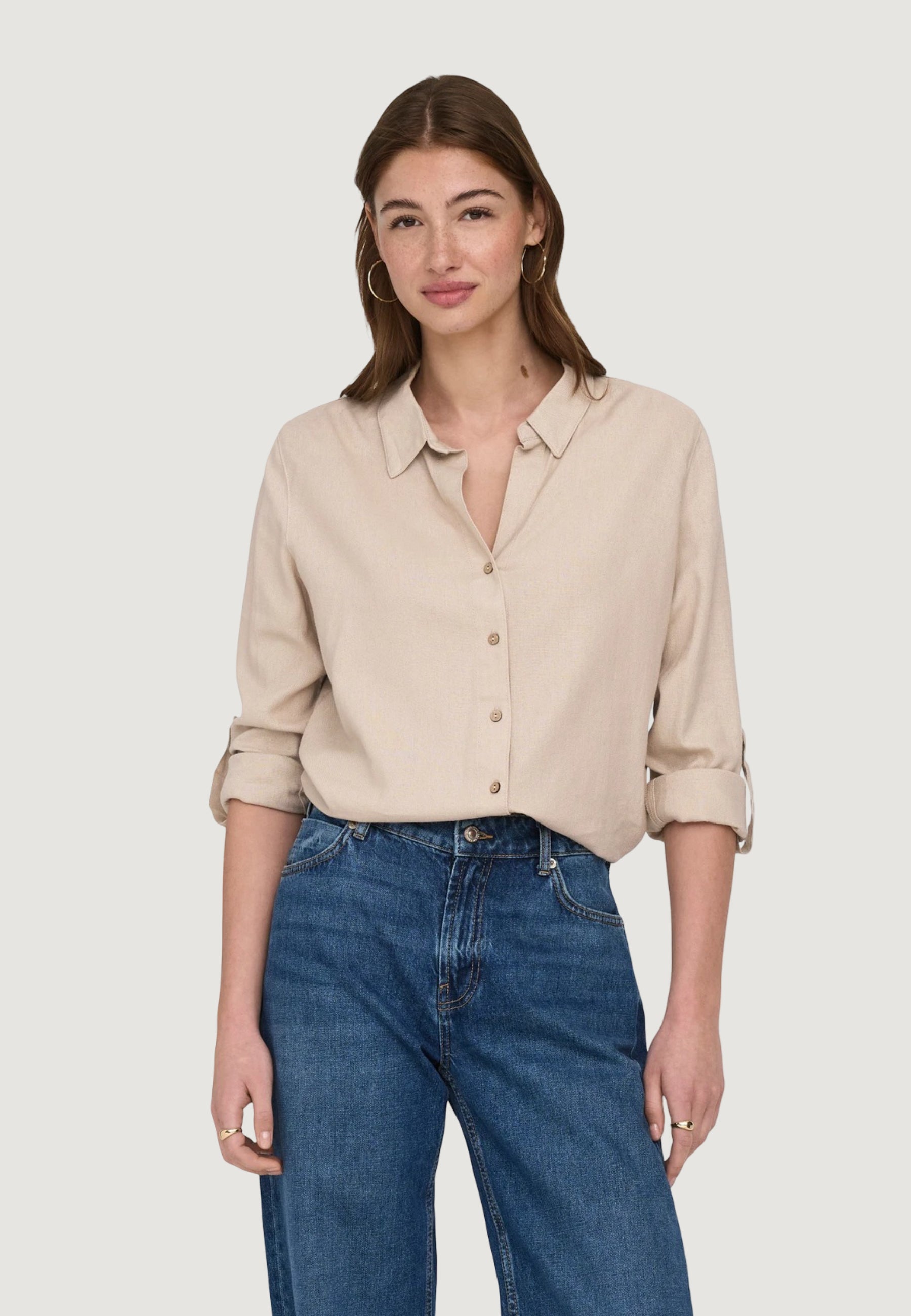 Camicia manica lunga Only Onlgoa 3/4 Strap Linen Bl Shirt Cc Pnt